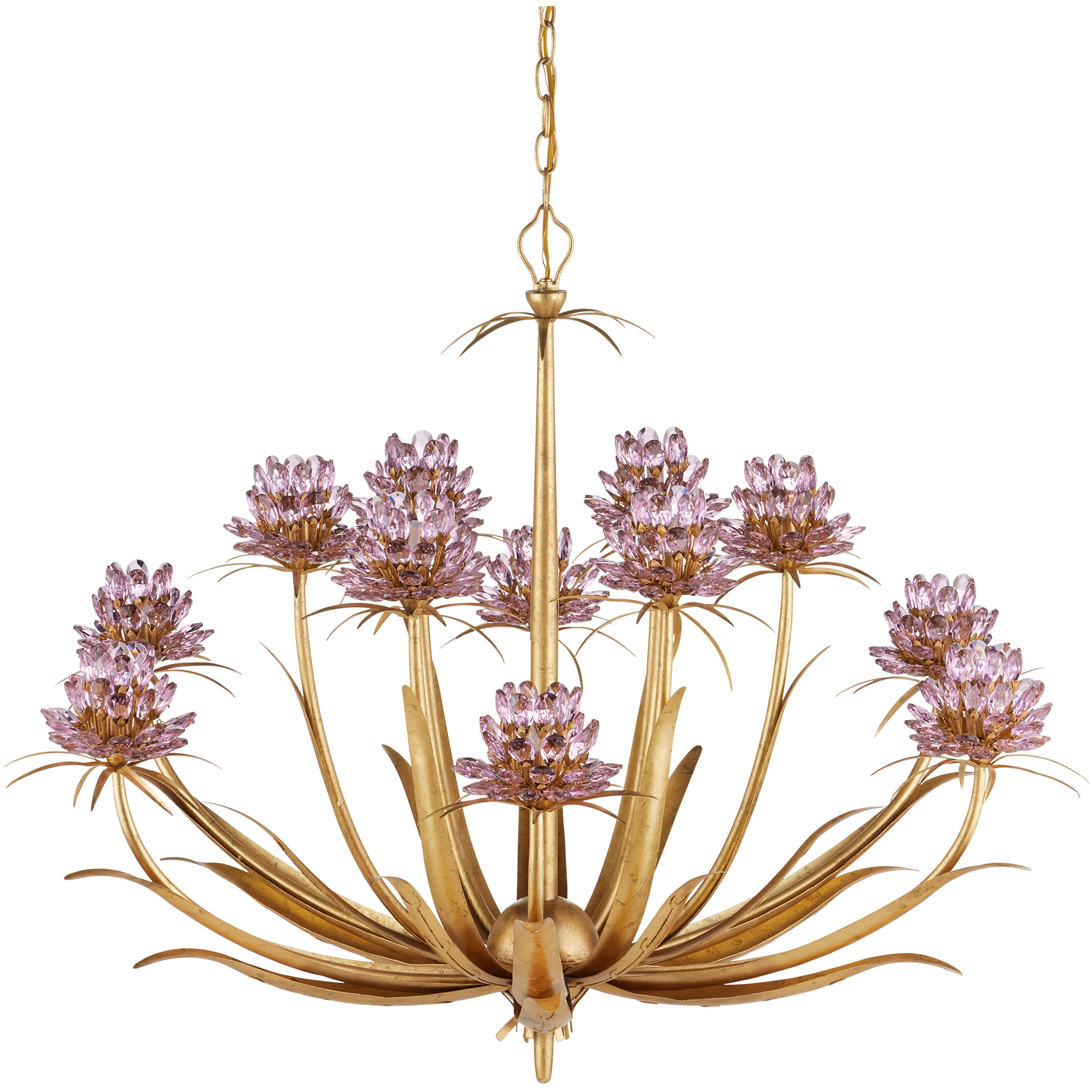 Marilee 12 Light 44 inch Pink/Dutch Gold Leaf Chandelier Ceiling Light, Large