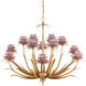 Marilee 12 Light 44 inch Pink/Dutch Gold Leaf Chandelier Ceiling Light, Large