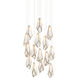 Glace 15 Light 23 inch White and Antique Brass with Silver Multi-Drop Pendant Ceiling Light