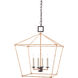 Denison 4 Light 18 inch Mole Black/Natural Rattan Lantern Pendant Ceiling Light, Medium
