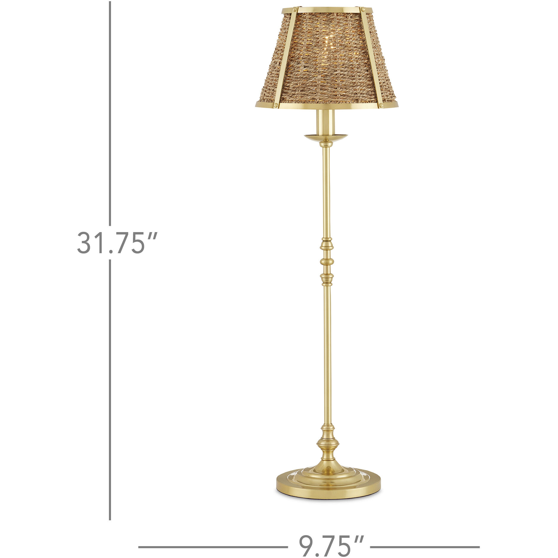 Deauville 31.75 inch 7 watt Polished Brass/Natural Table Lamp Portable Light, Suzanne Duin Collection