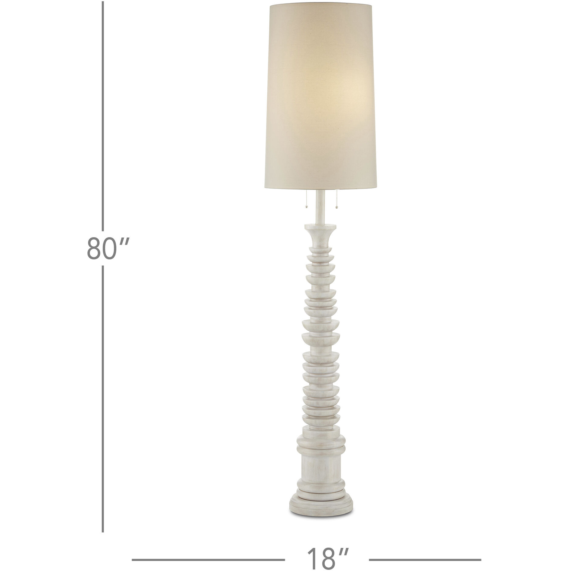 Malayan 80 inch 75 watt Whitewash Floor Lamp Portable Light