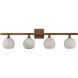 Bombelles 4 Light 38 inch Antique Brass/Natural Bath Bar Wall Light