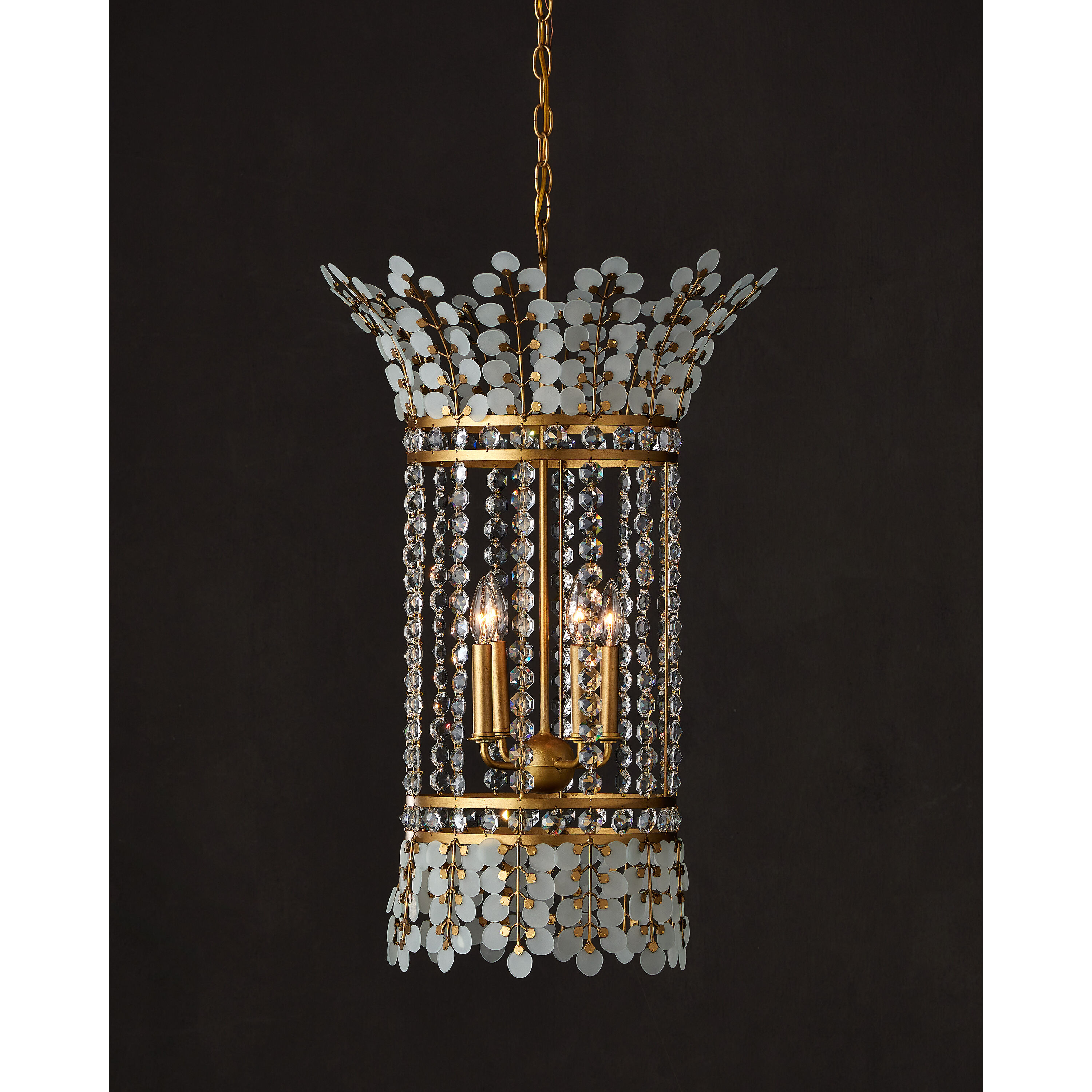 Bradshaw 4 Light 20 inch Frosted/Clear/Brass Lantern Pendant Ceiling Light