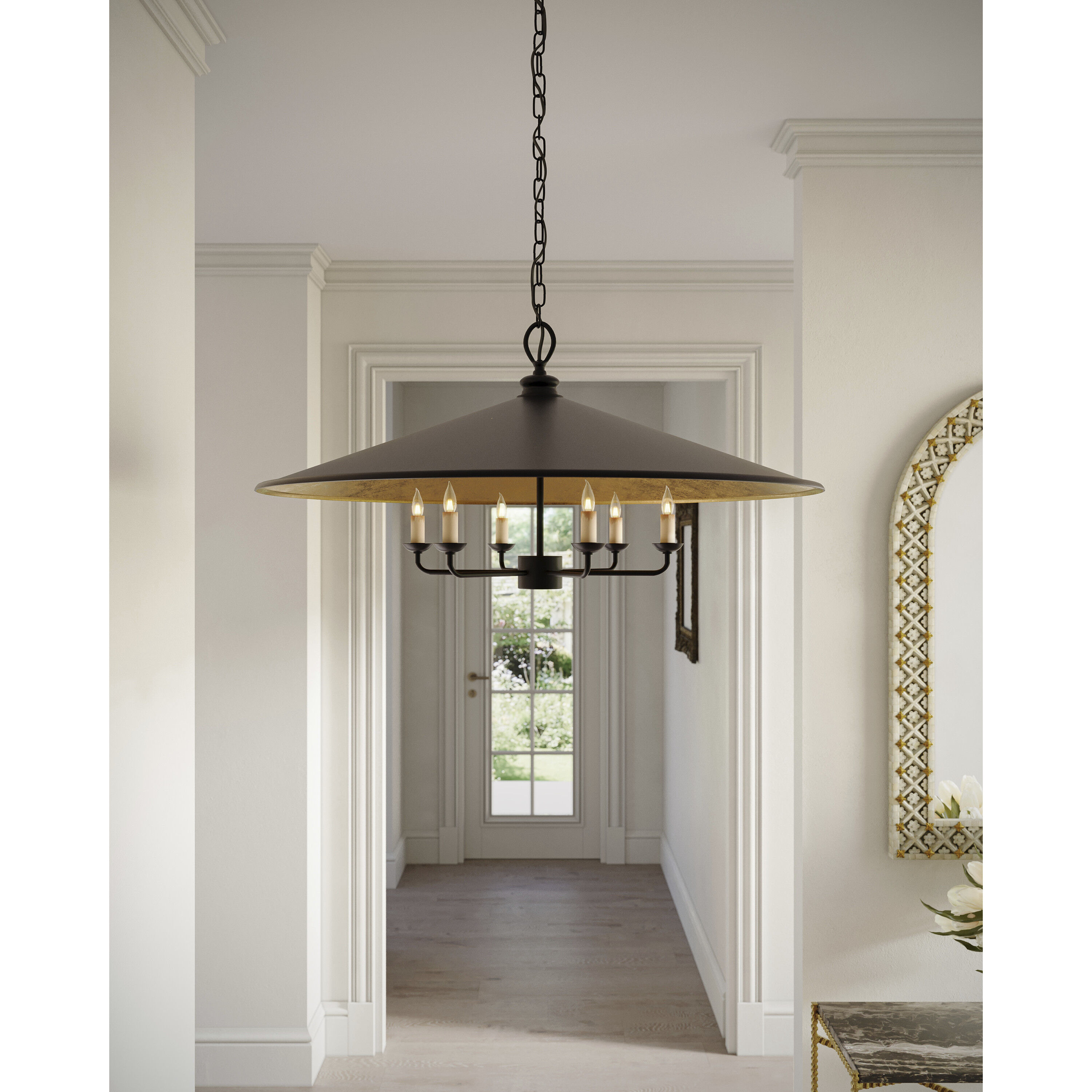 Brussels 6 Light 36 inch French Black/Contemporary Gold Pendant Ceiling Light