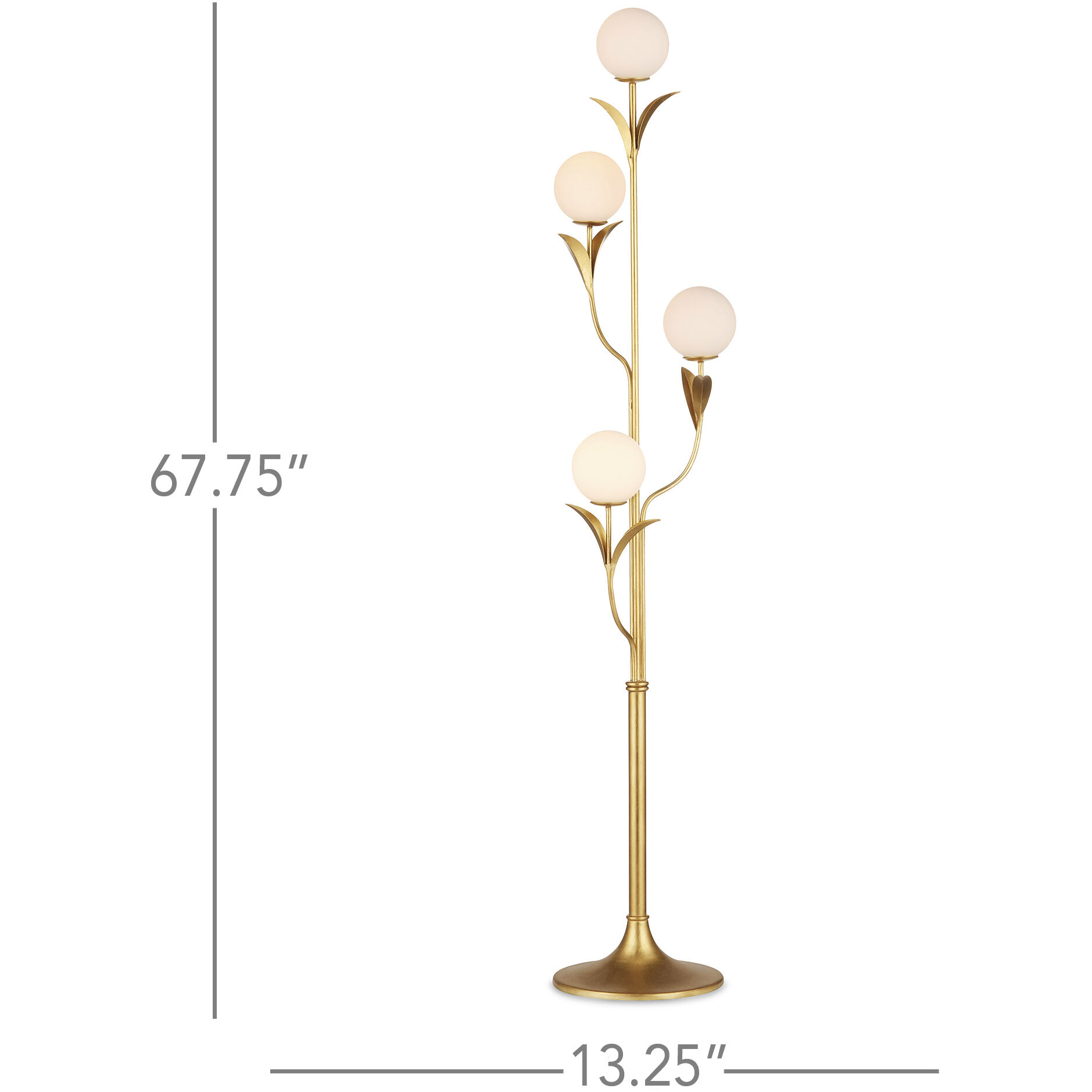 Rossville 67.75 inch 7 watt Contemporary Gold Leaf/Frosted White Floor Lamp Portable Light