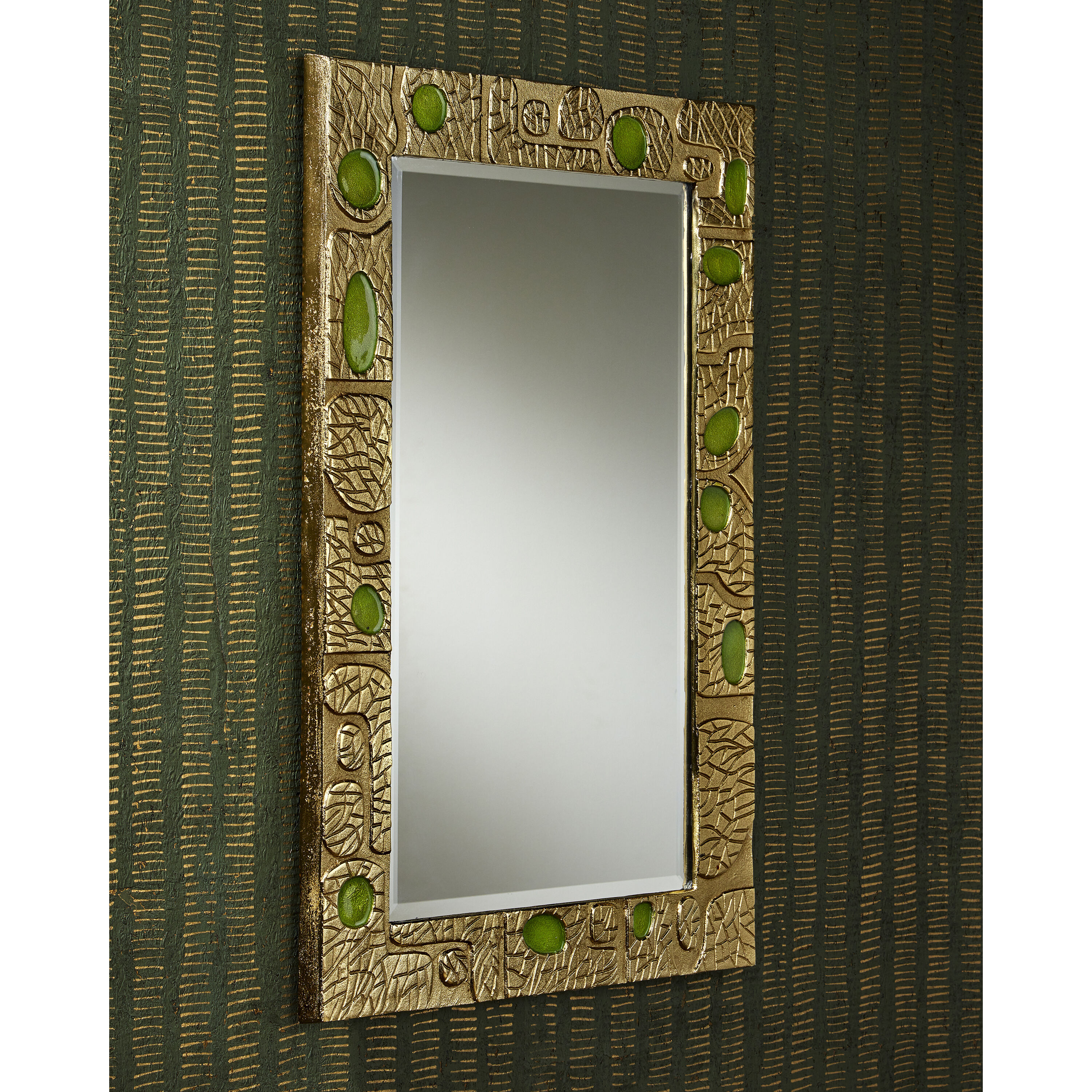 Beau Monde 35.75 X 23.75 inch Gold/Green Mirror