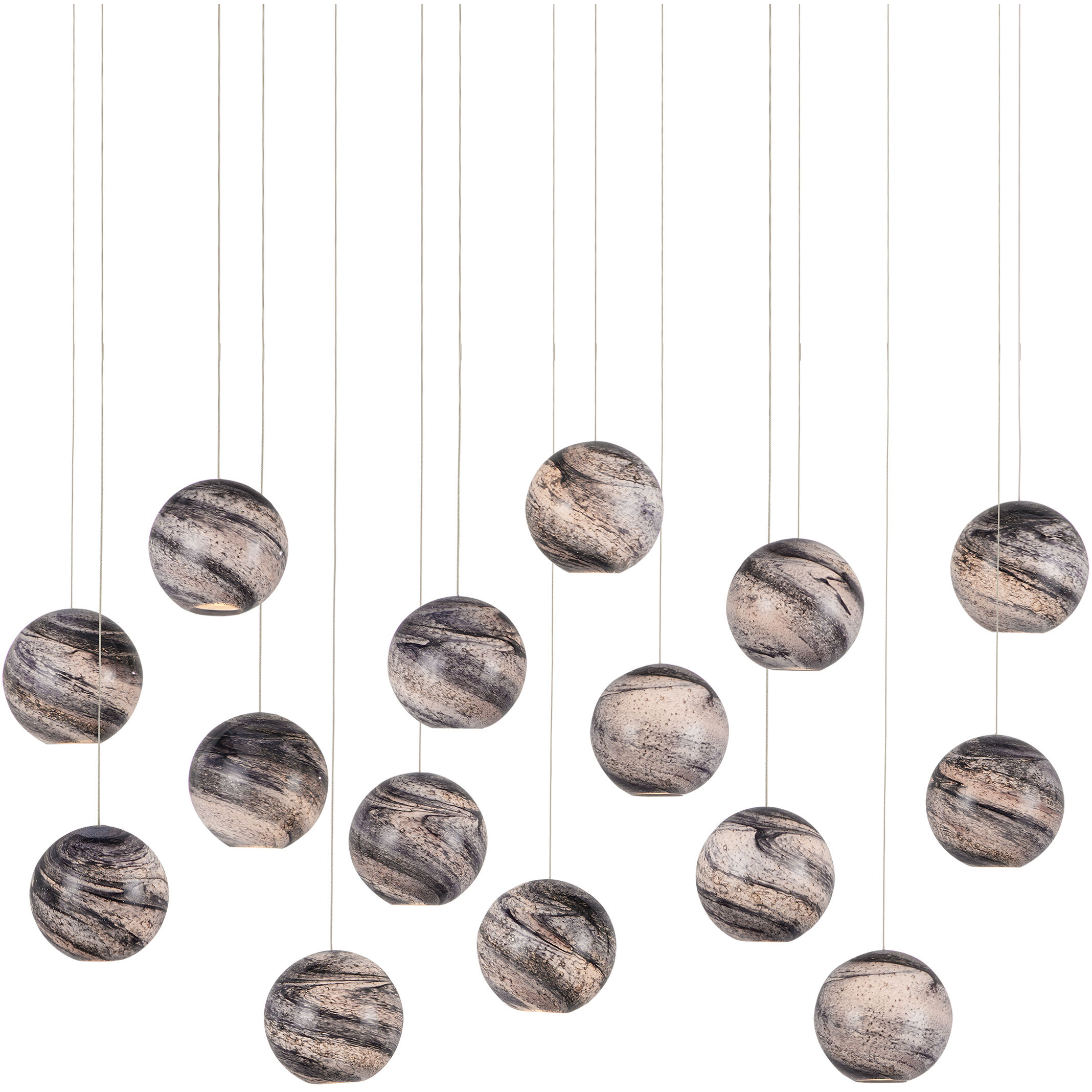 Palatino 15 Light 48 inch Blue Marbeled and Silver Multi-Drop Pendant Ceiling Light