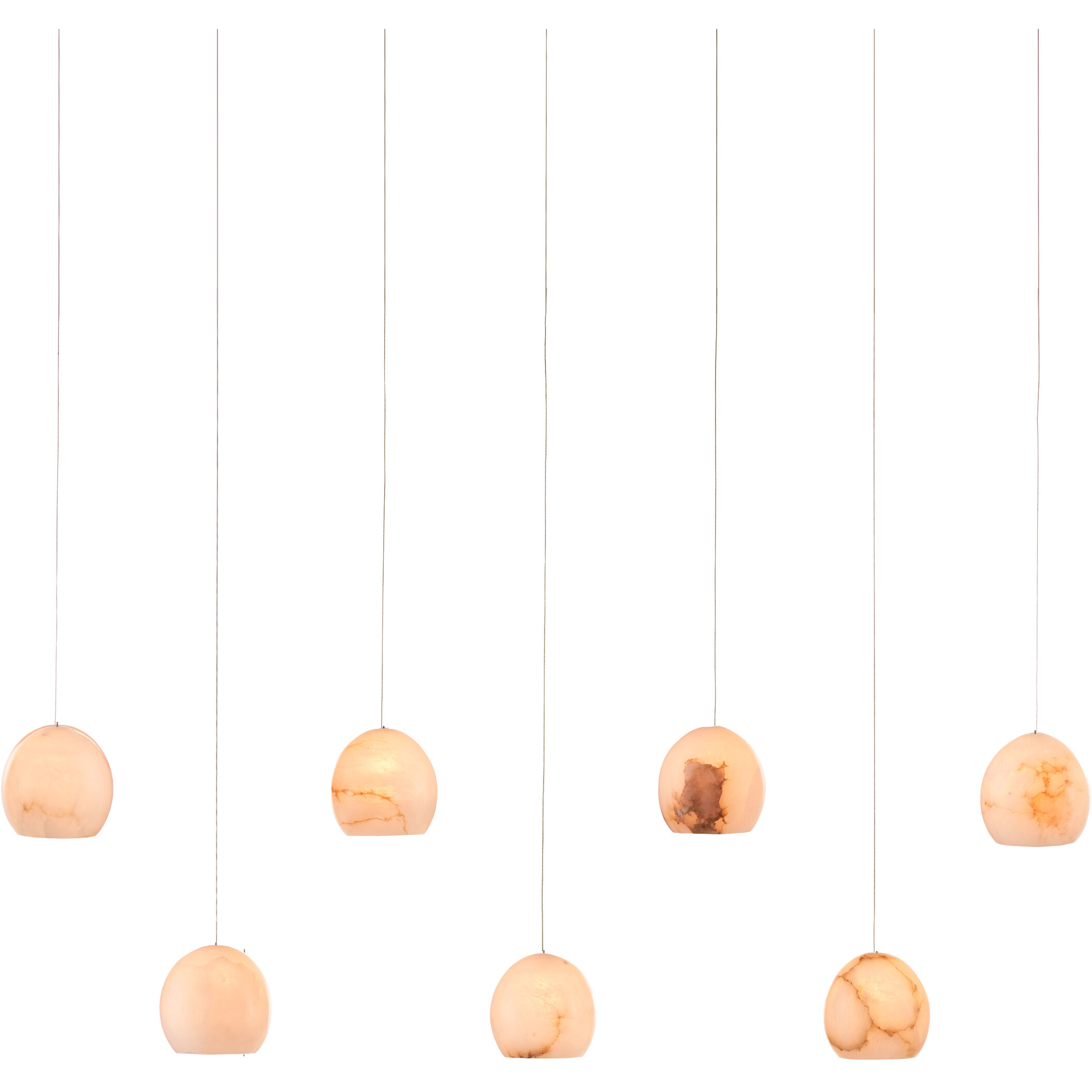 Lazio 7 Light 59 inch Natural Stone and Silver Multi-Drop Pendant Ceiling Light