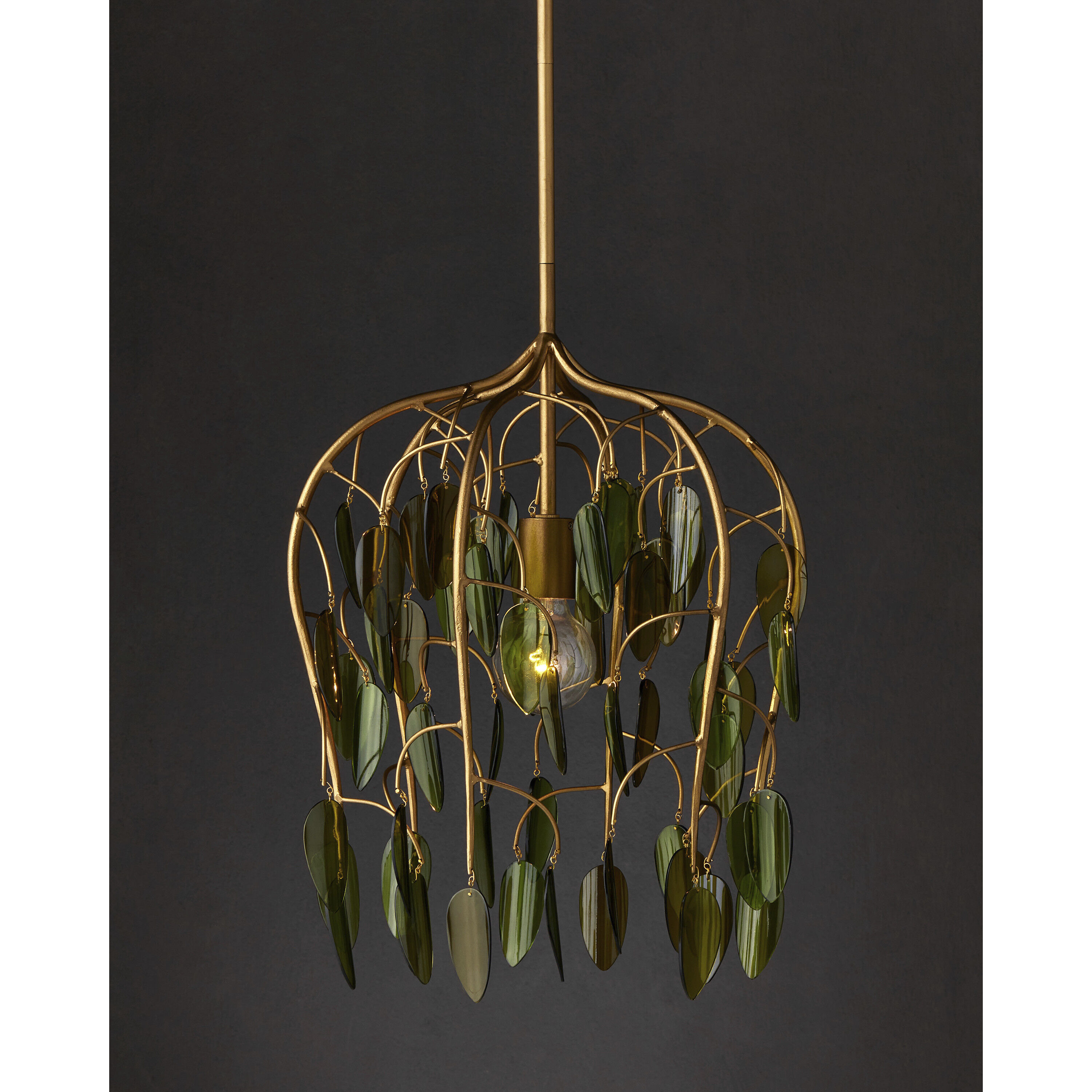 Midsummer 1 Light 16 inch Brass/Green Pendant Ceiling Light
