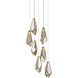 Glace 7 Light 15 inch Painted Silver/Antique Brass Multi-Drop Pendant Ceiling Light