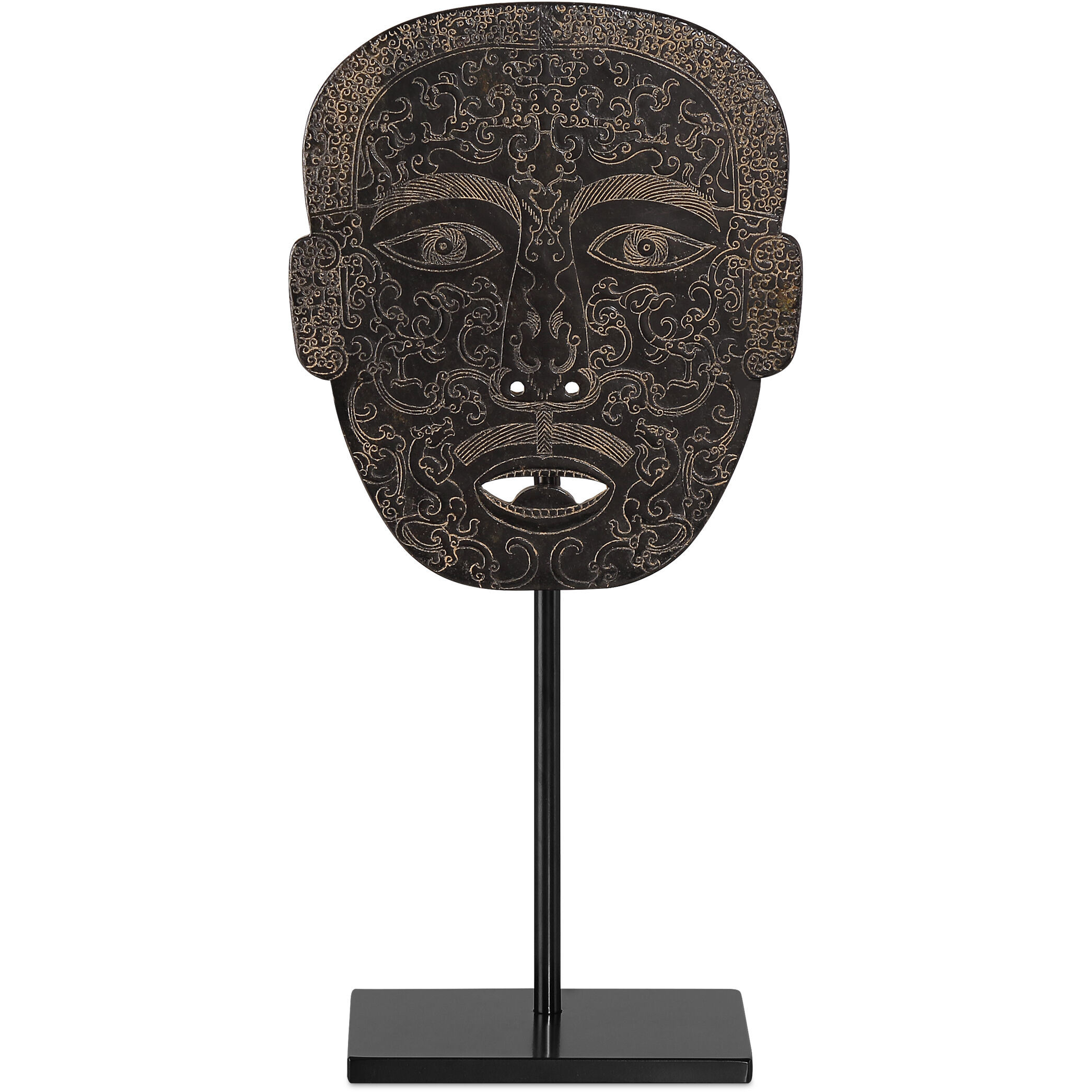 Han Dynasty 15.5 X 7.5 inch Jade Medicine Mask Sculpture