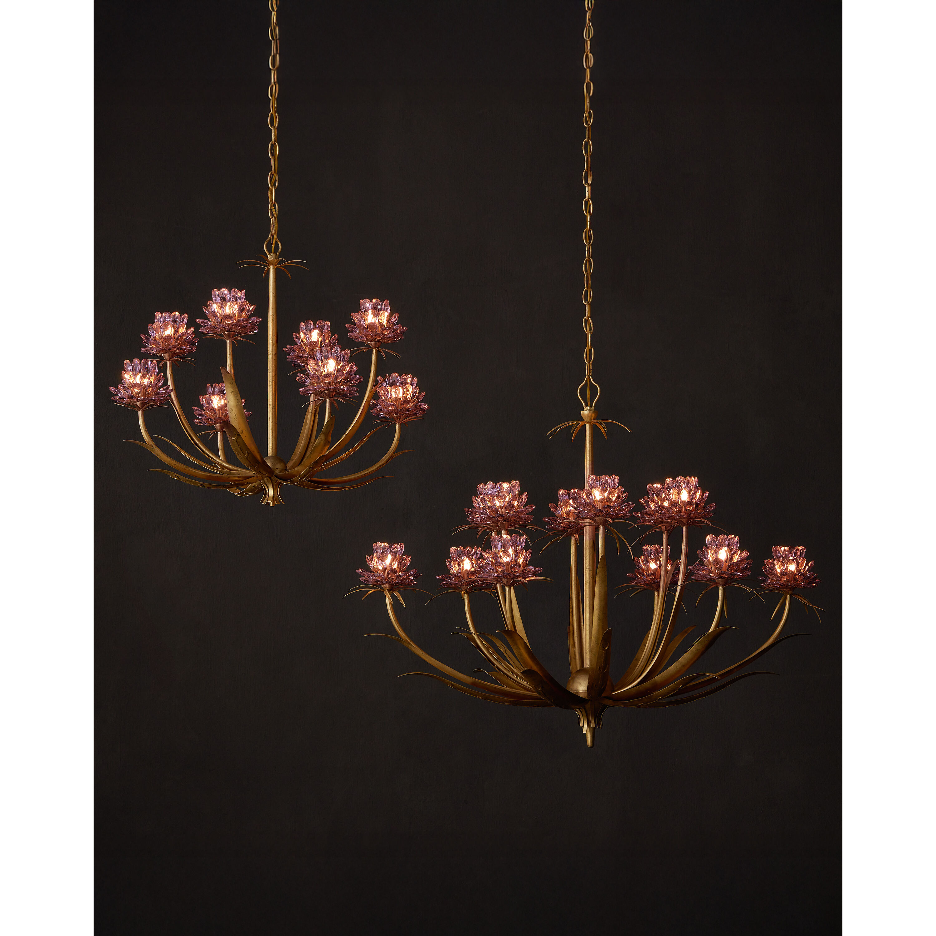 Marilee 8 Light 29.5 inch Pink/Dutch Gold Leaf Chandelier Ceiling Light, Medium