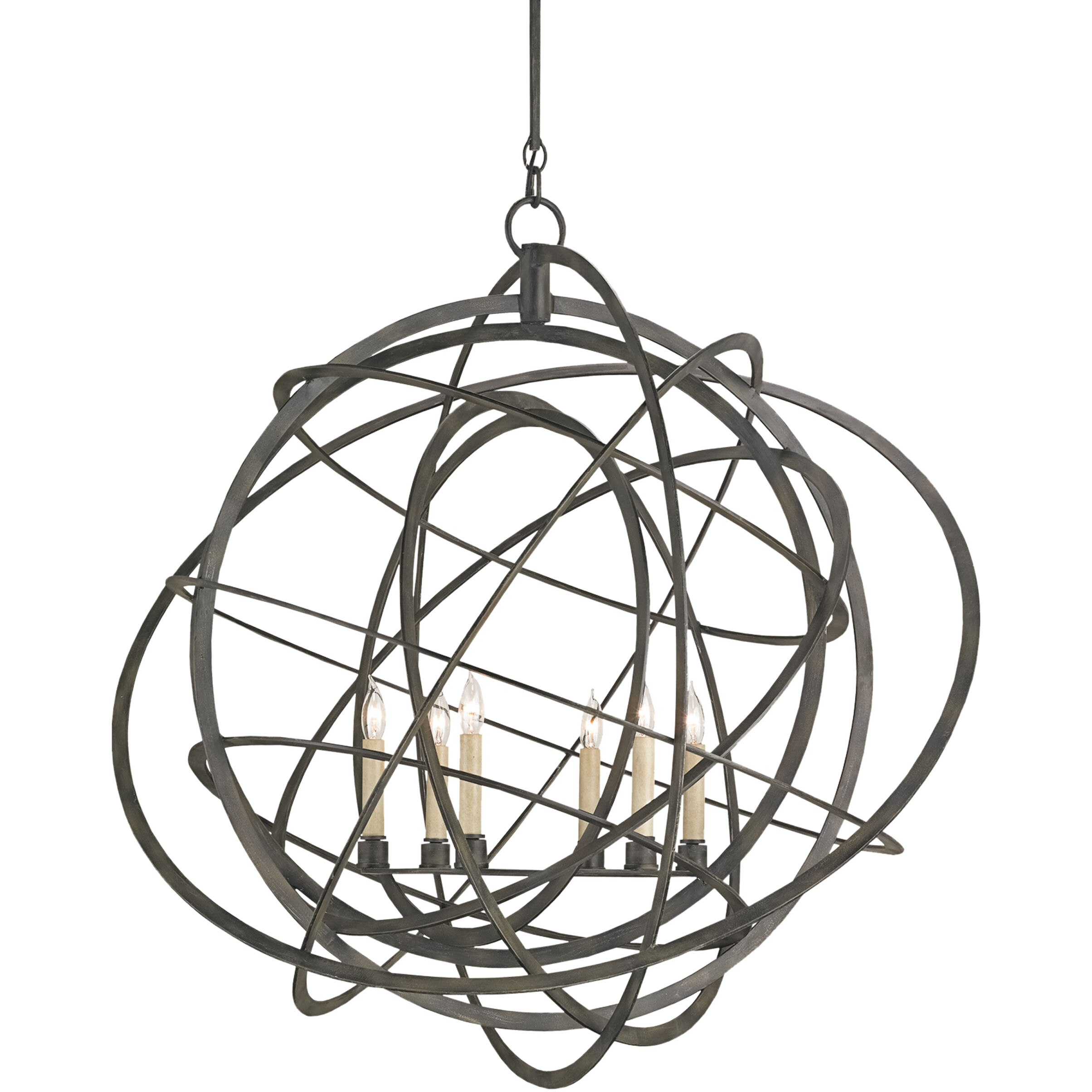 Genesis 6 Light 35 inch Black Iron Chandelier Ceiling Light