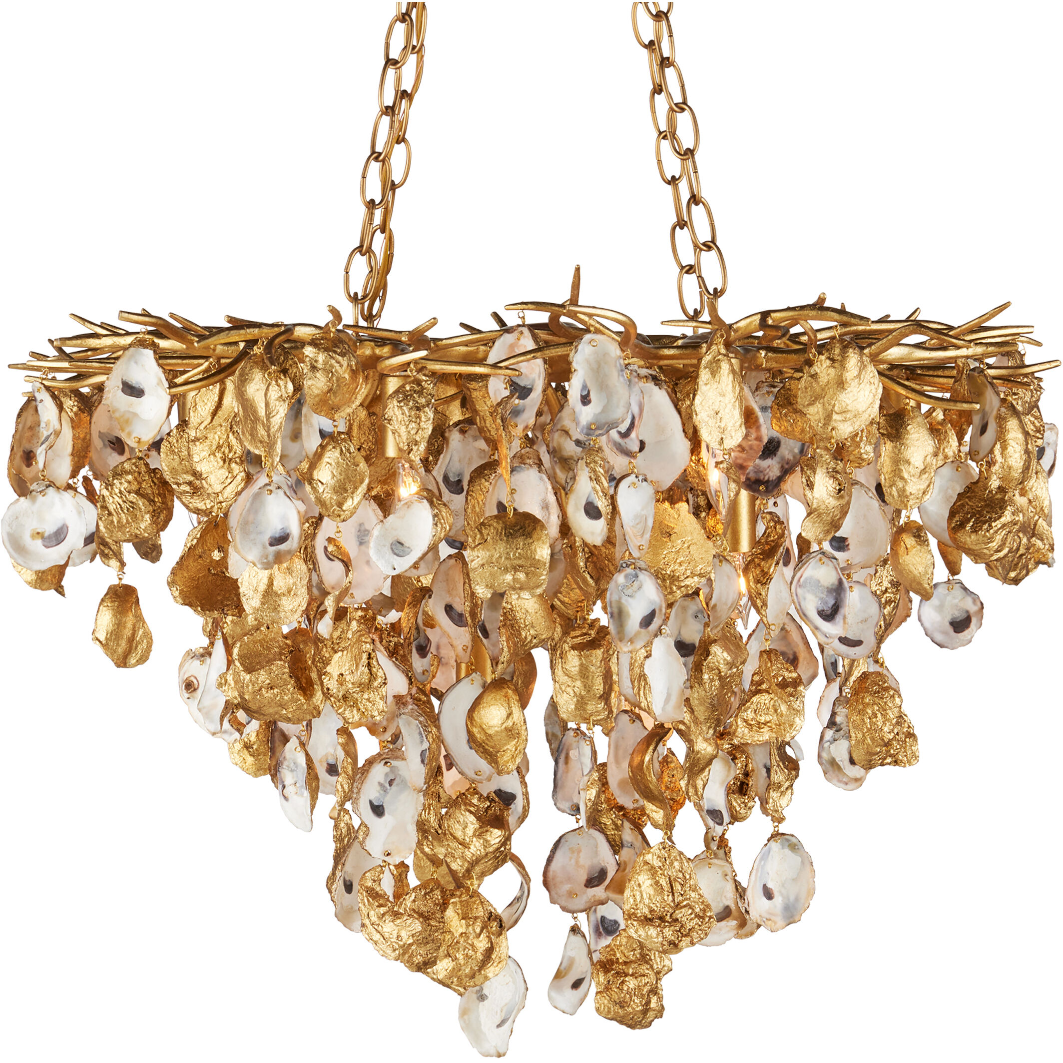 Lucullan 14 Light 43.5 inch Contemporary Gold Leaf/Contemporary Gold/Natural Chandelier Ceiling Light
