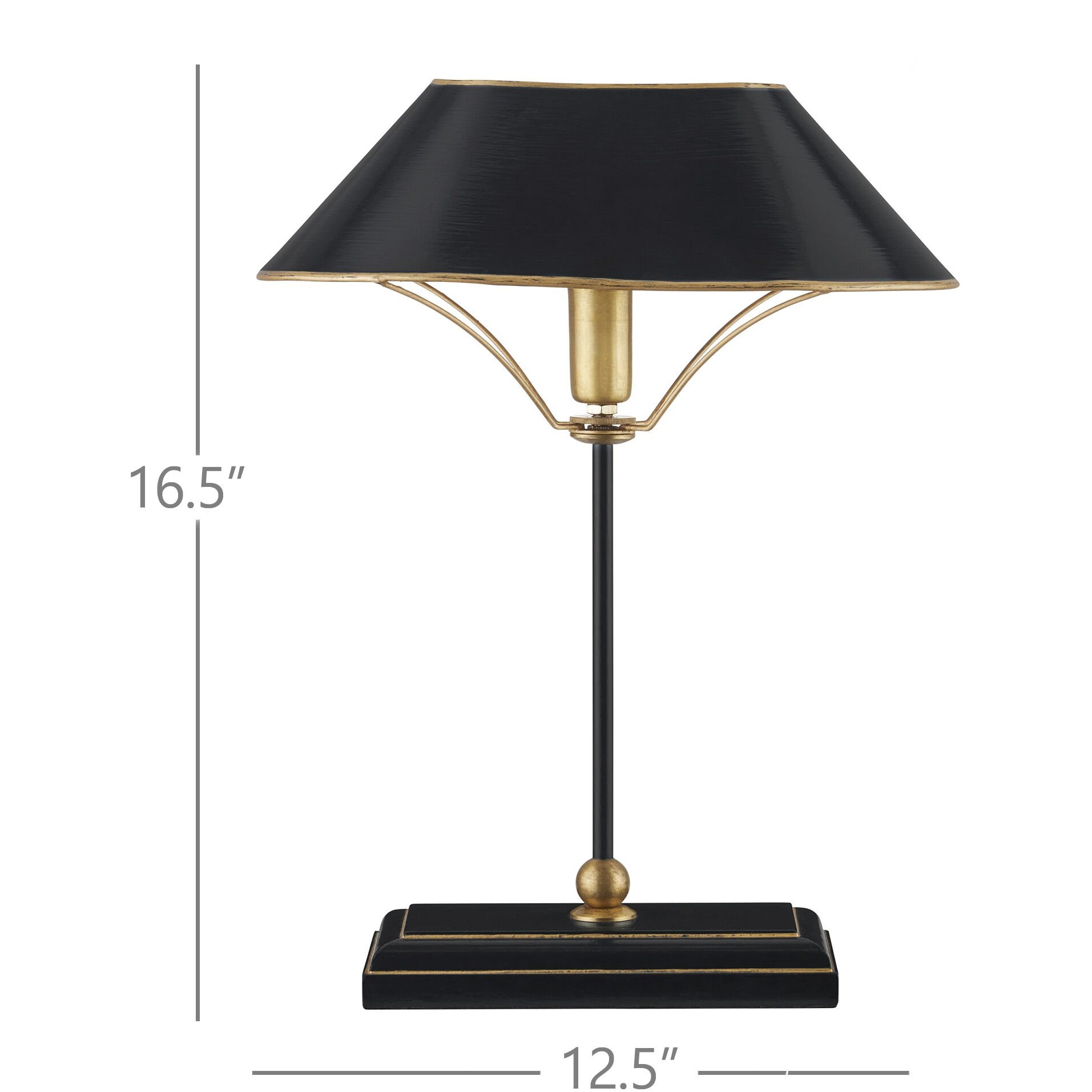 Daphne 16.5 inch 60 watt Black/Antique Gold Table Lamp Portable Light