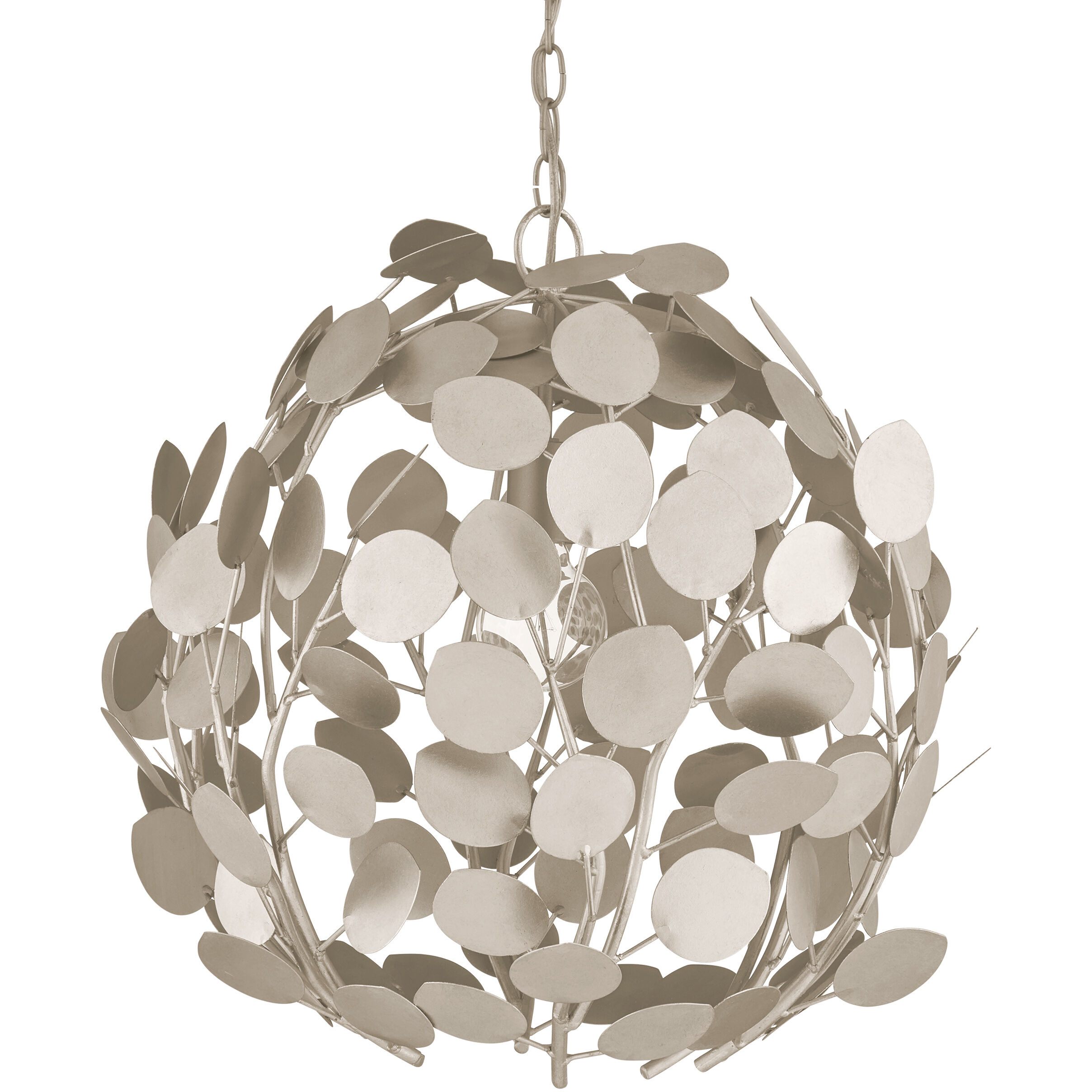 Lunaria 1 Light 21.5 inch Contemporary Silver Leaf/Contemporary Silver Orb Chandelier Ceiling Light