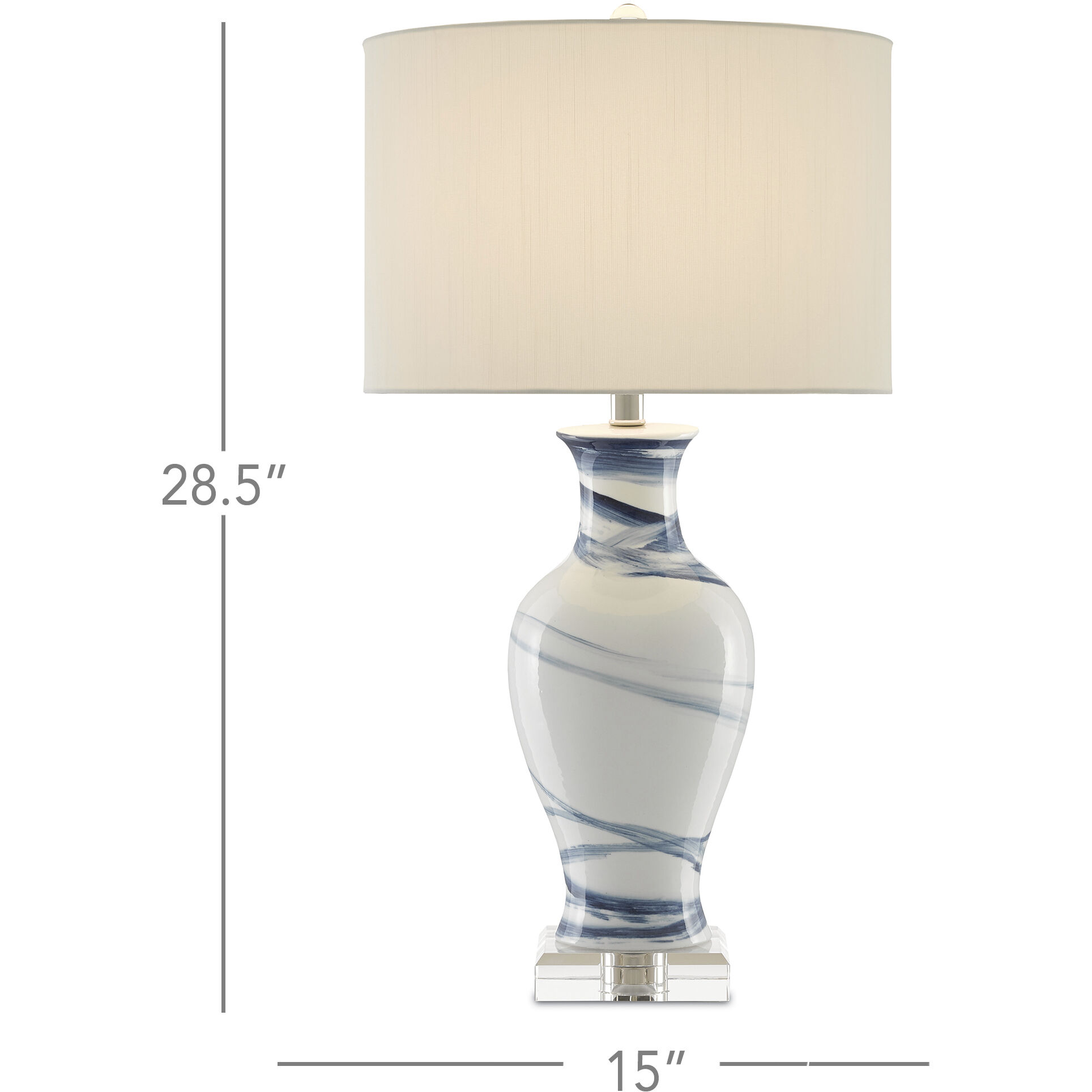 Hanni 28.5 inch 150 watt White/Blue Table Lamp Portable Light