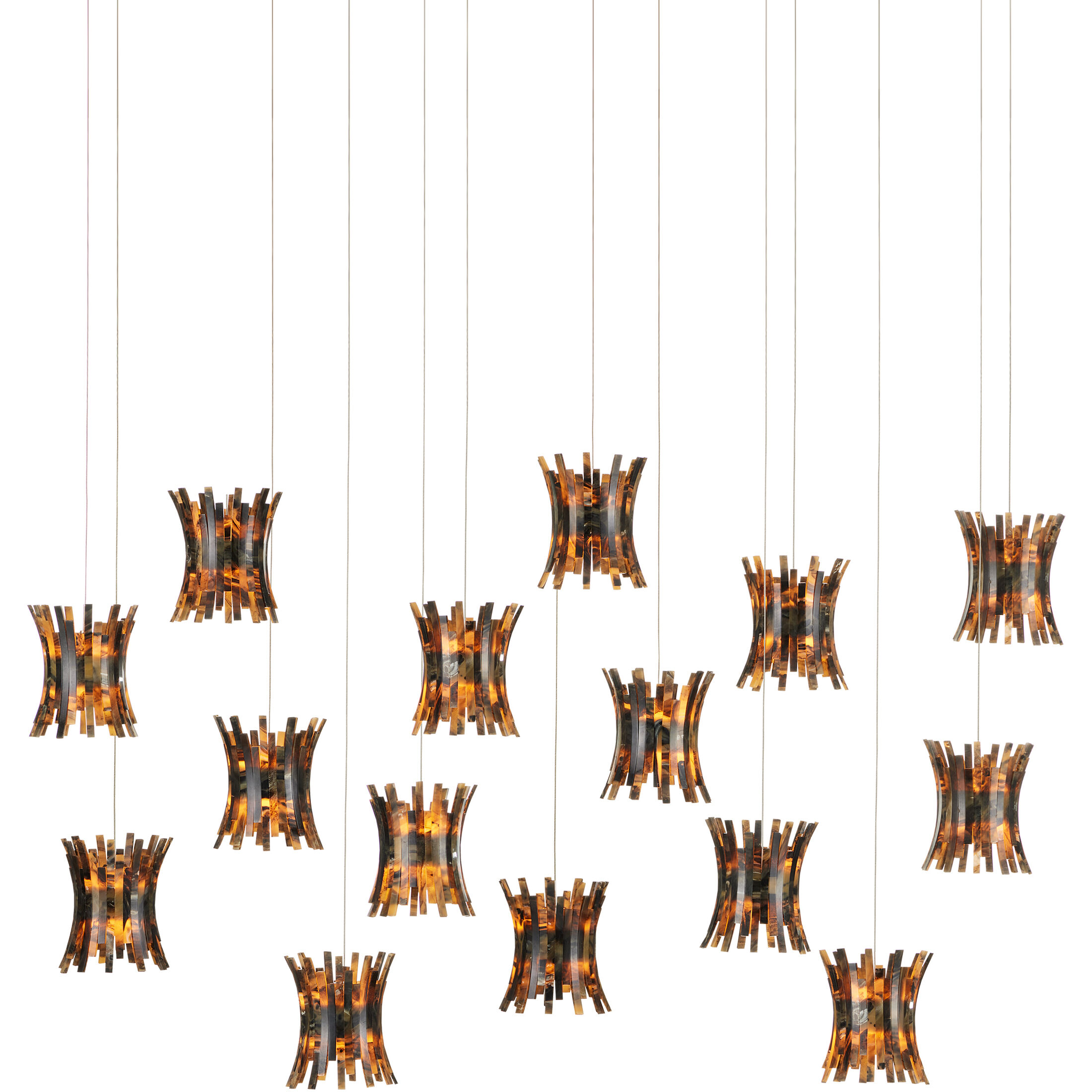 Alsop 15 Light 48 inch Brown and Black with Silver Multi-Drop Pendant Ceiling Light