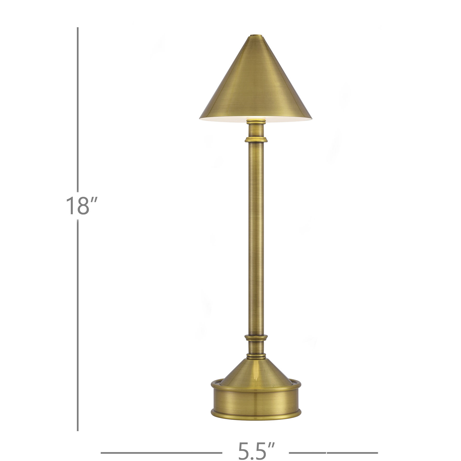 Traipse 18 inch 1.5 watt Brass Cordless Table Lamp Portable Light