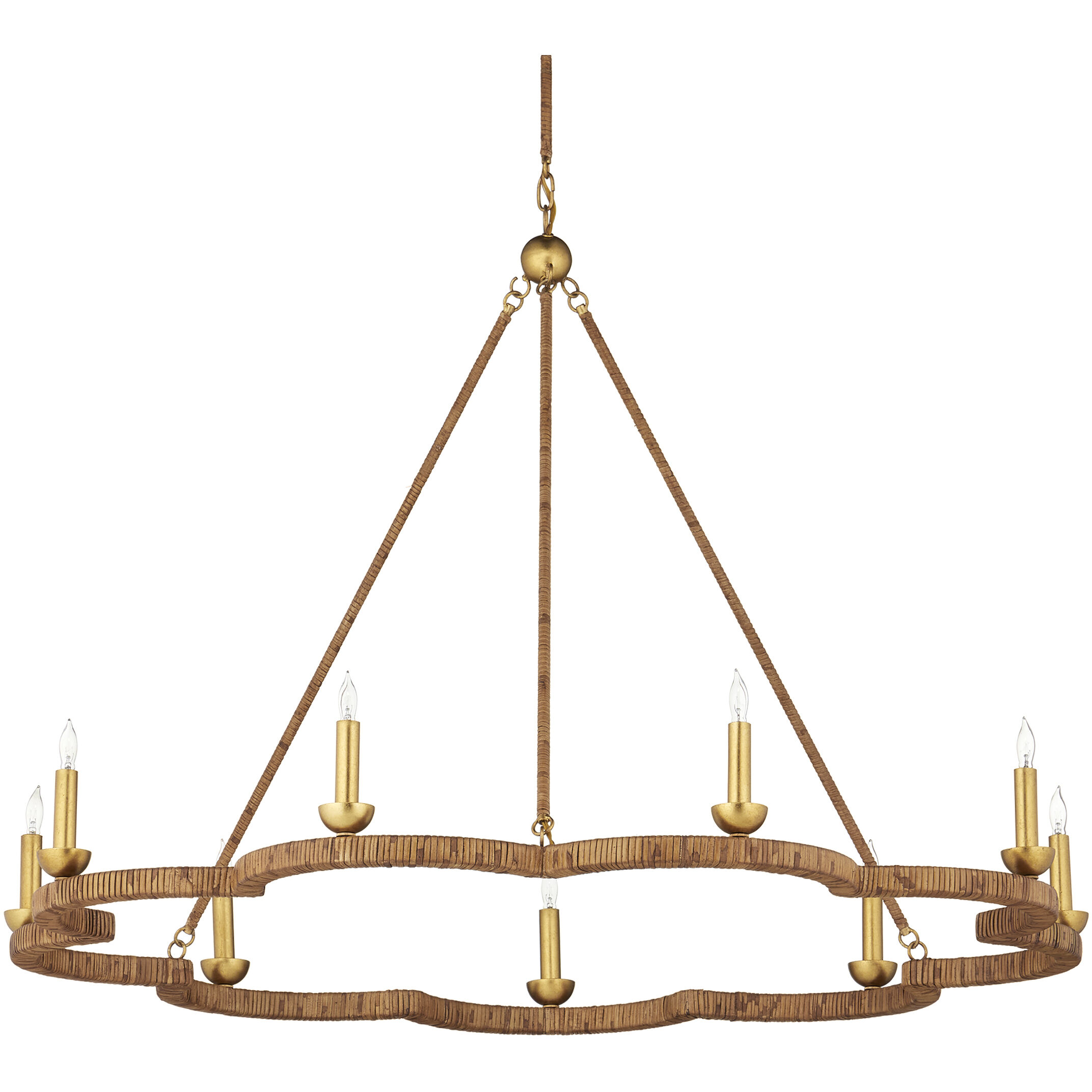 Savoie 9 Light 43 inch Natural/Contemporary Gold Leaf Chandelier Ceiling Light, Suzanne Duin Collection