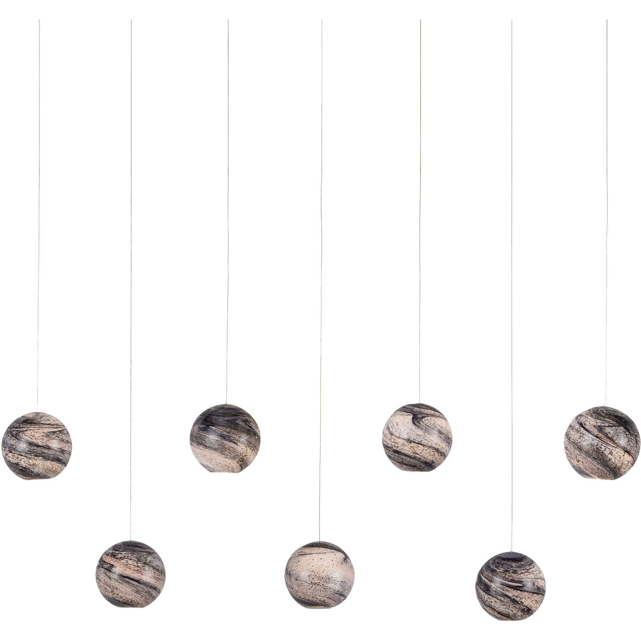 Palatino 7 Light 57 inch Blue Marbeled and Silver Multi-Drop Pendant Ceiling Light