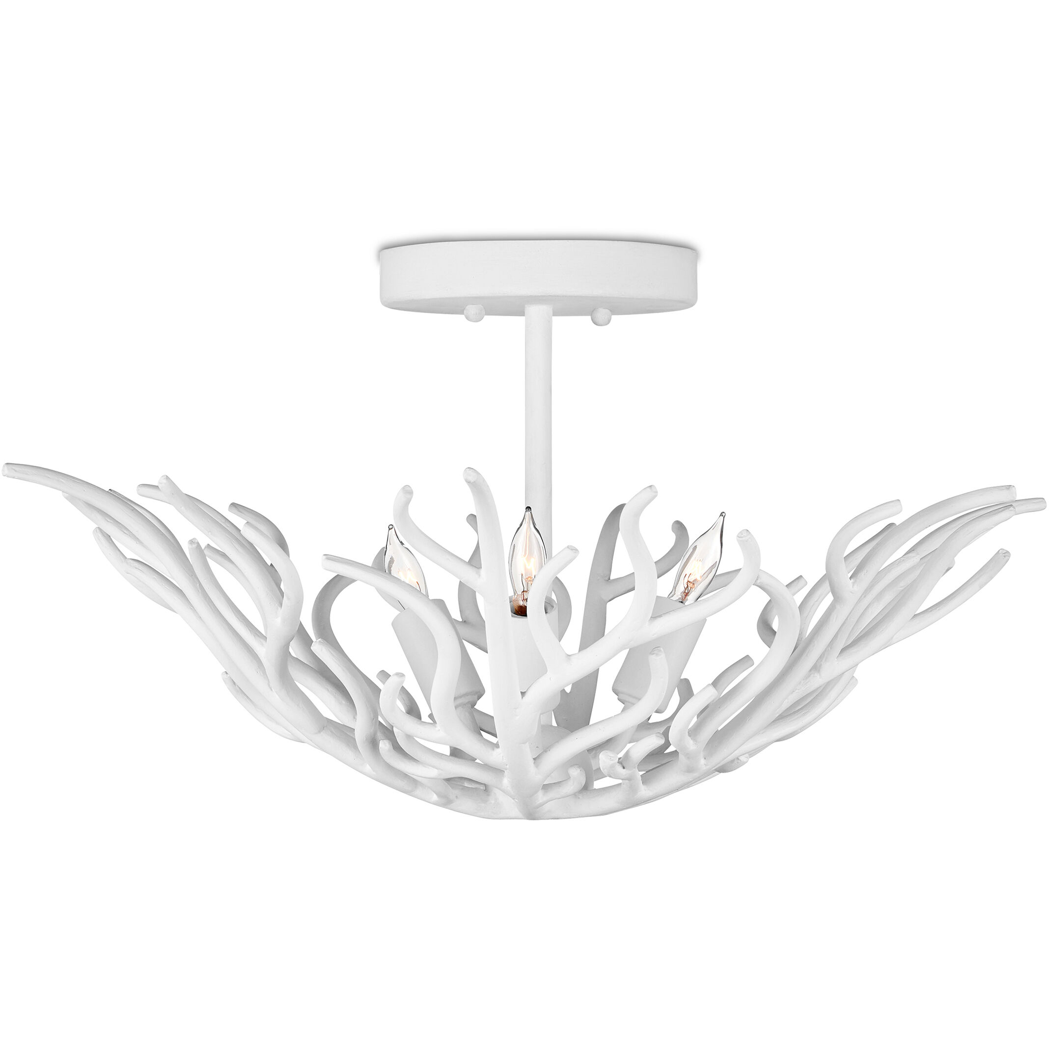 Snowfall 3 Light 21.5 inch Gesso White Semi-Flush Mount Ceiling Light