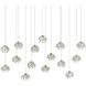 Crystal Bud 15 Light 50 inch Painted Silver/Contemporary Silver Leaf Multi-Drop Pendant Ceiling Light