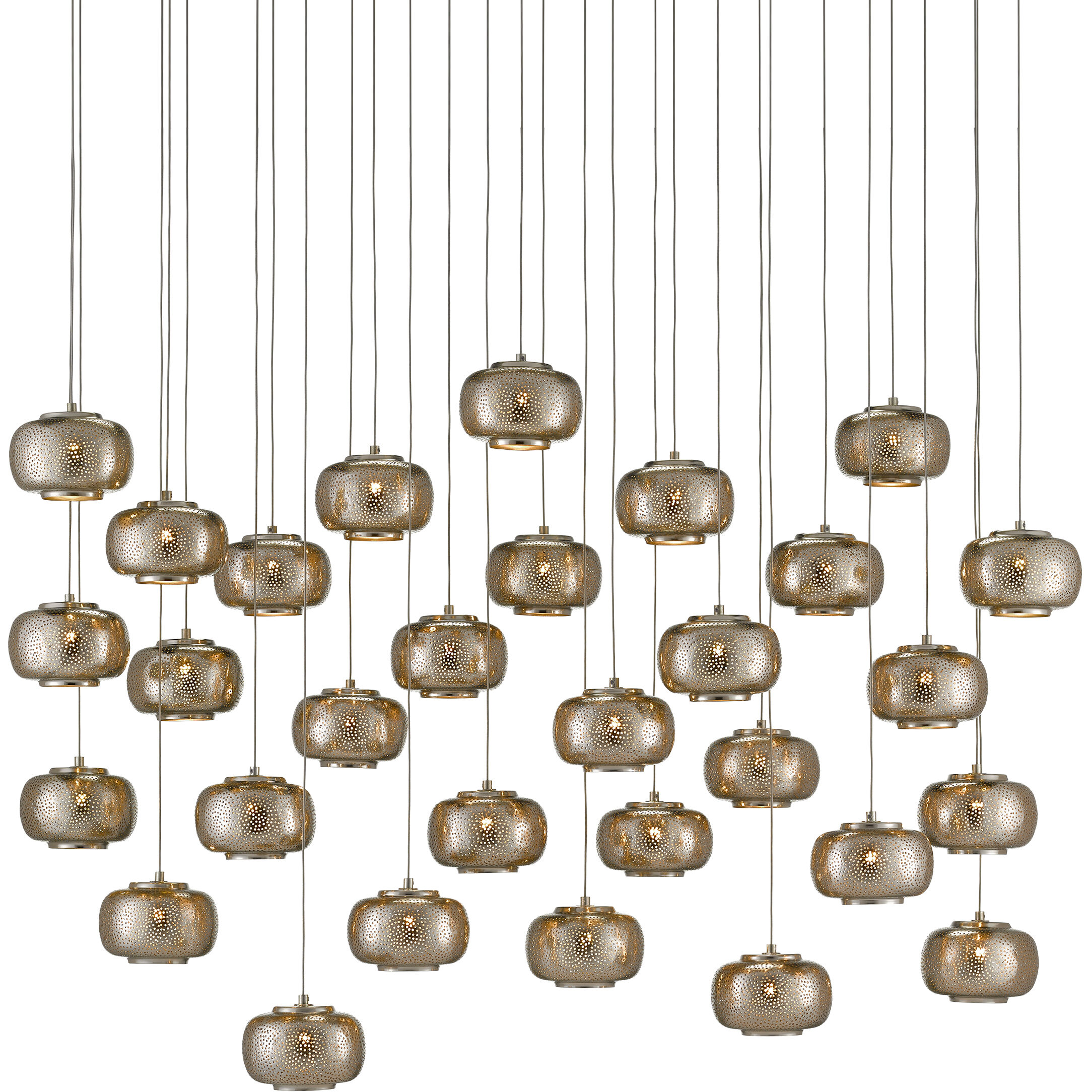 Pepper 30 Light 54 inch Painted Silver/Nickel Multi-Drop Pendant Ceiling Light