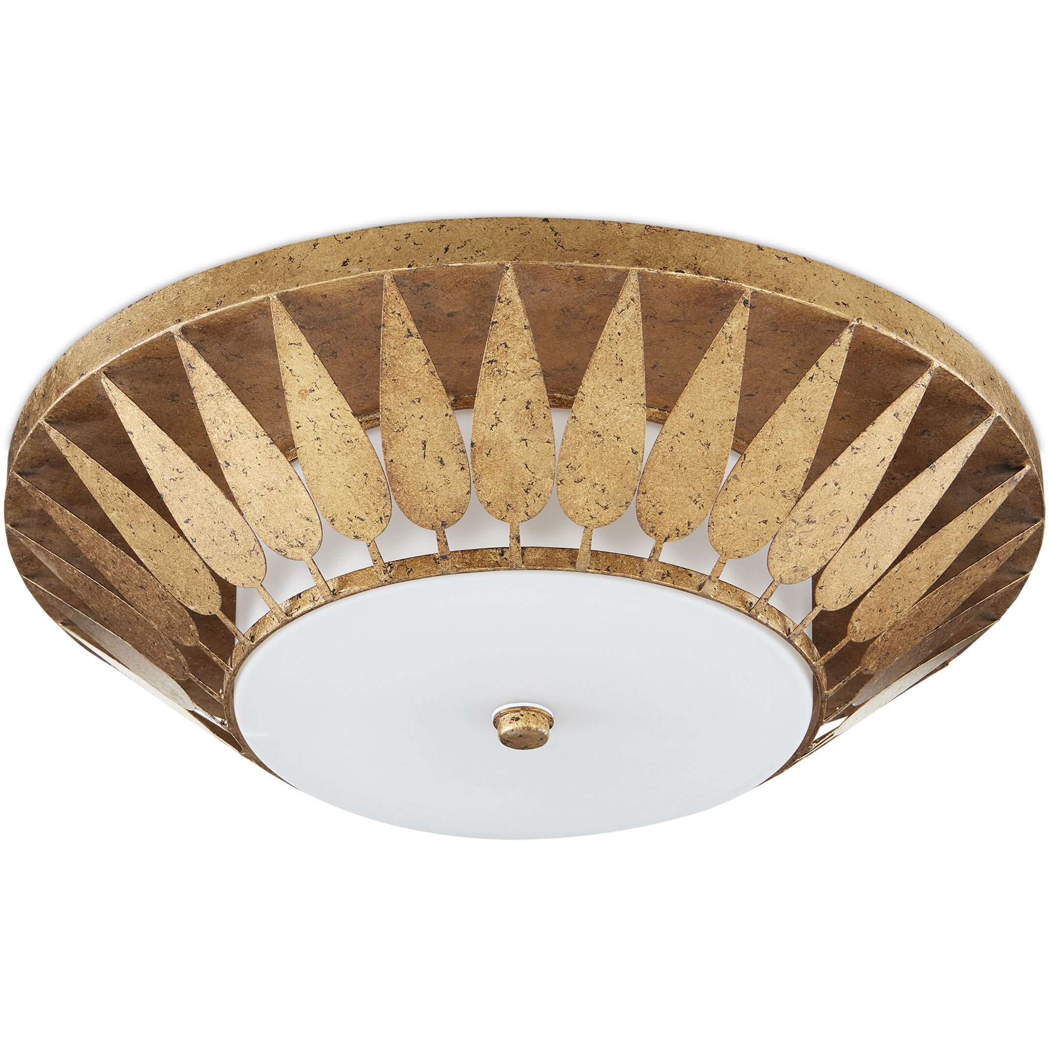 Floris 1 Light 22 inch New Gold Leaf/Milky Glass Flush Mount Ceiling Light