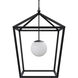 Denison 1 Light 26 inch Black/Frosted White Outdoor Lantern Pendant, Large