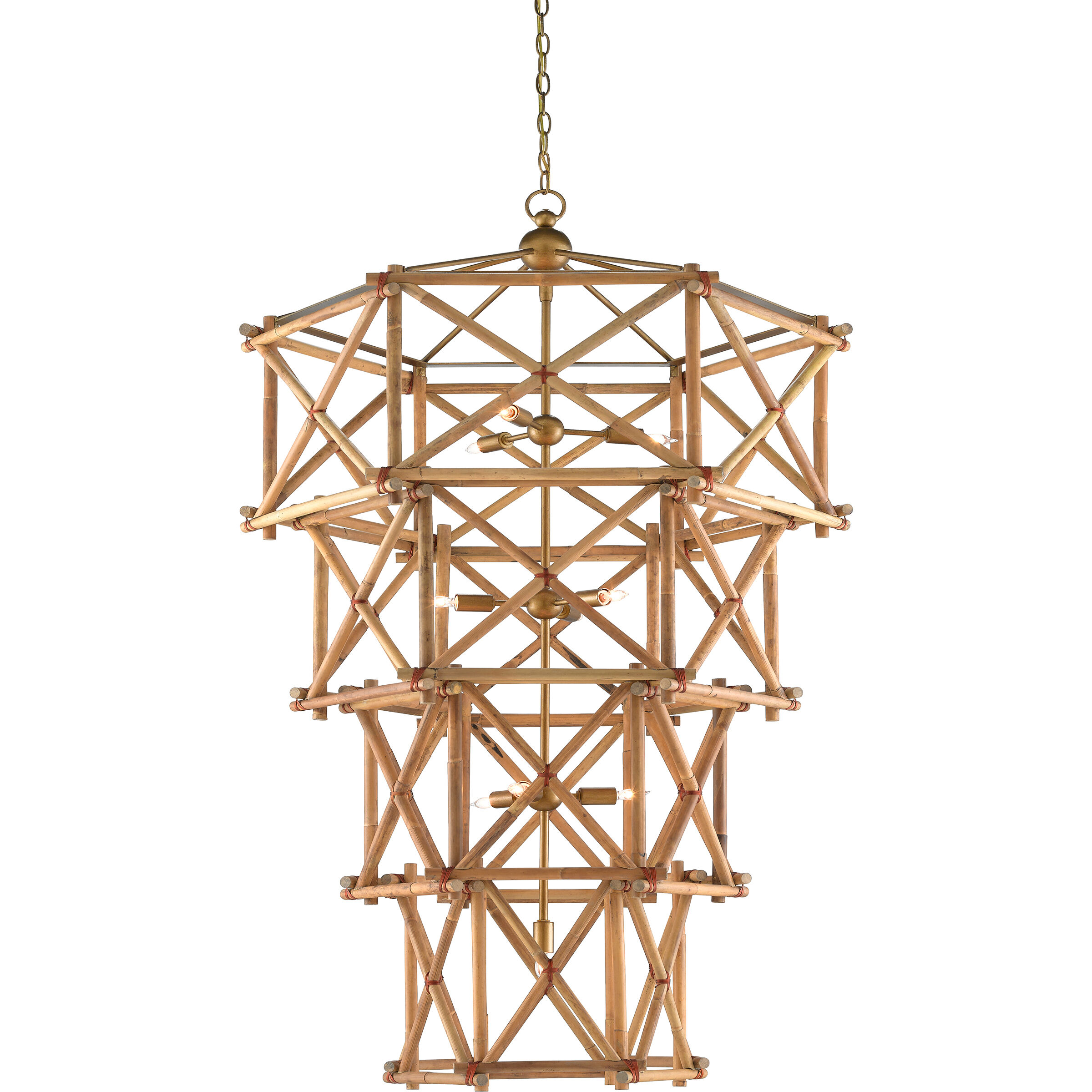 Kingali 10 Light 34 inch Natural/New Brass Chandelier Ceiling Light, Grande