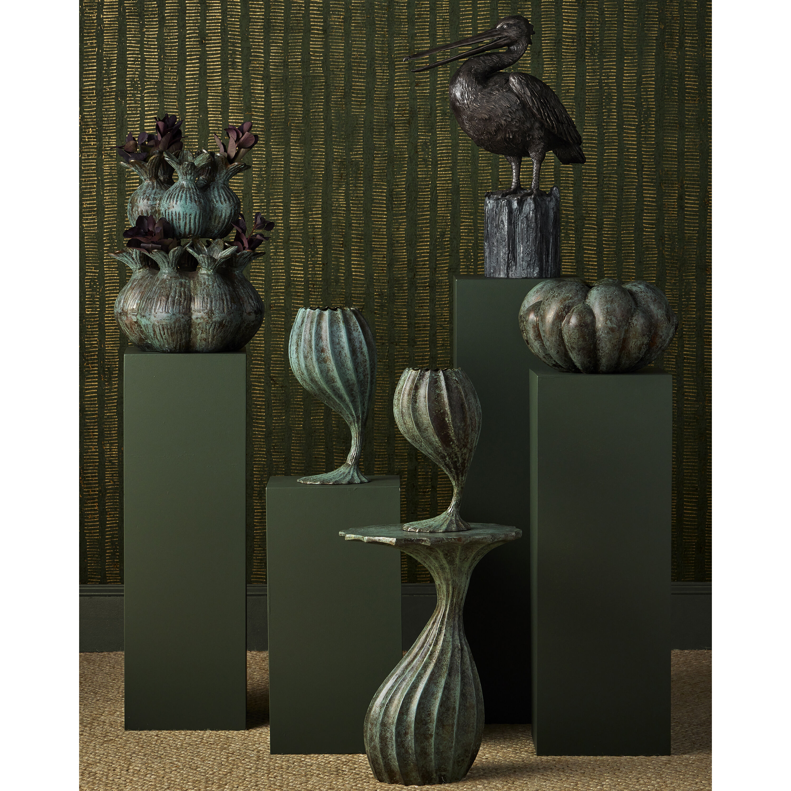 Utrecht Verdigris Decorative Objects, Set of 2