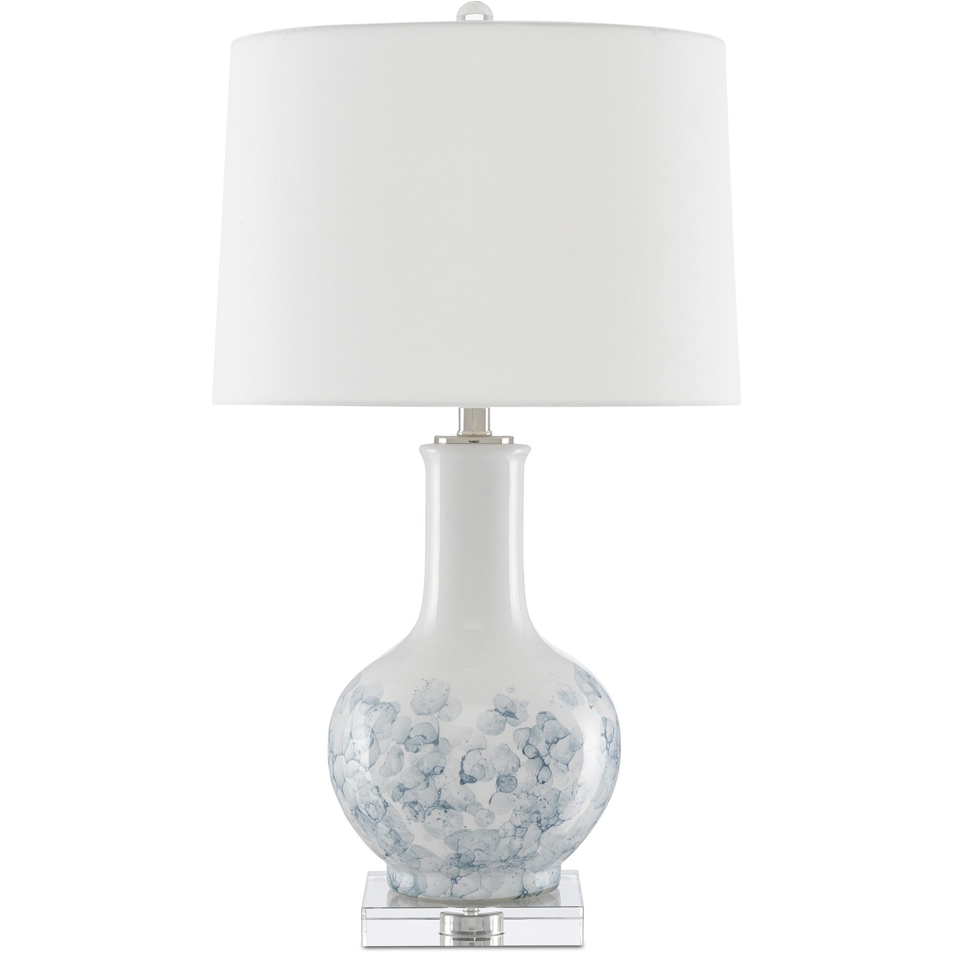 Myrtle 28 inch 150 watt White/Blue/Clear/Polished Nickel Table Lamp Portable Light