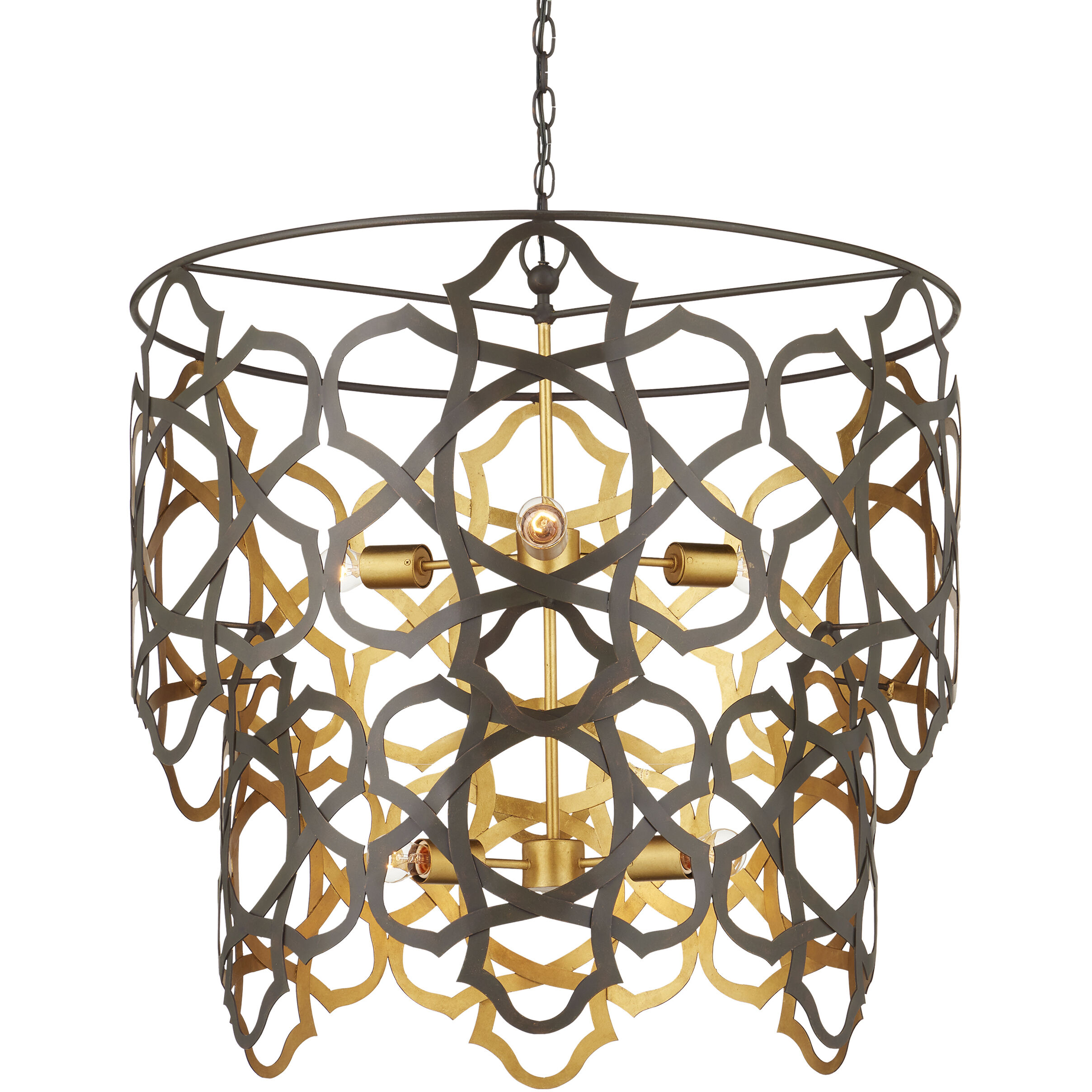 Mauresque 6 Light 32.25 inch Bronze Gold and Contemporary Gold Leaf Chandelier Ceiling Light, Medium