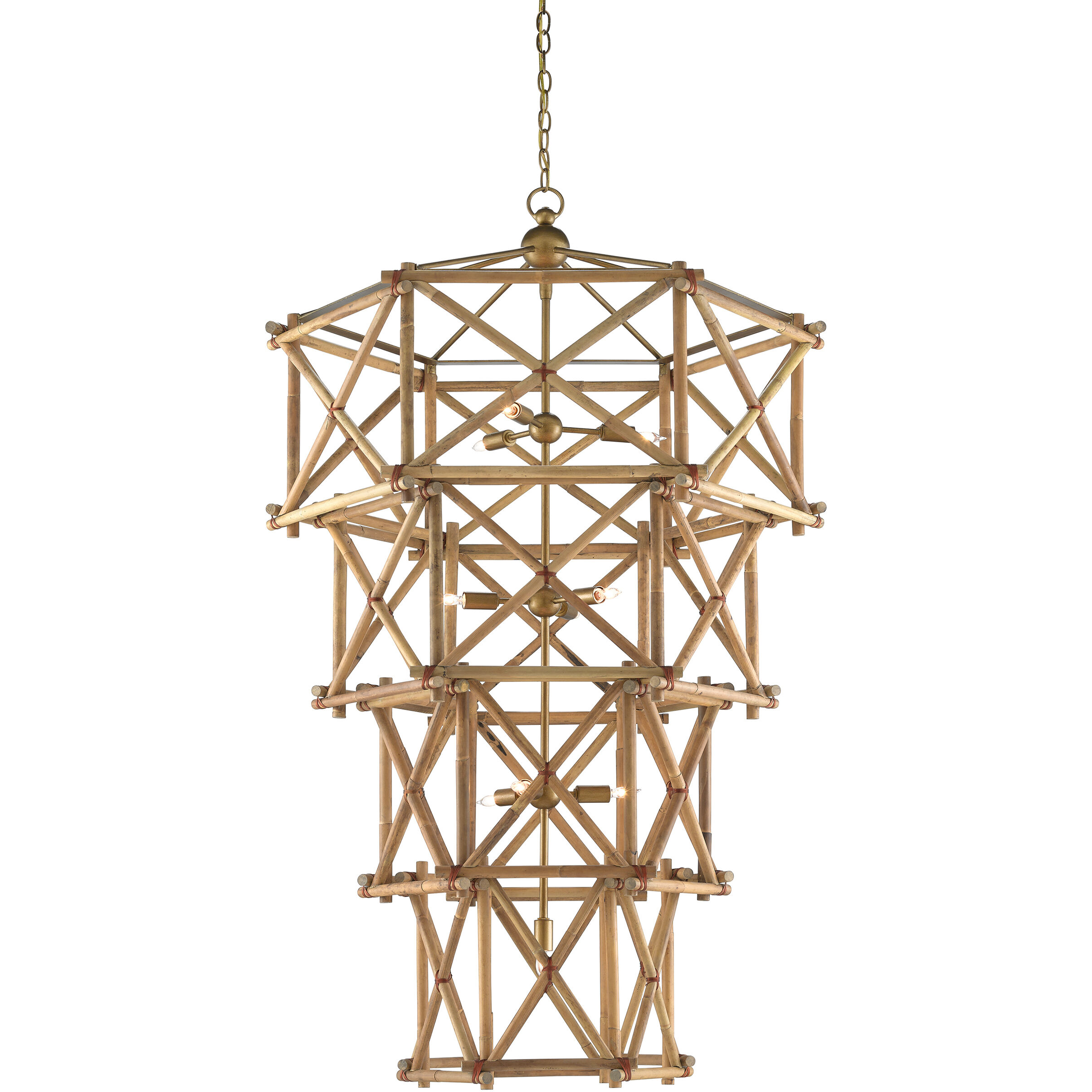 Kingali 10 Light 34 inch Natural/New Brass Chandelier Ceiling Light, Grande