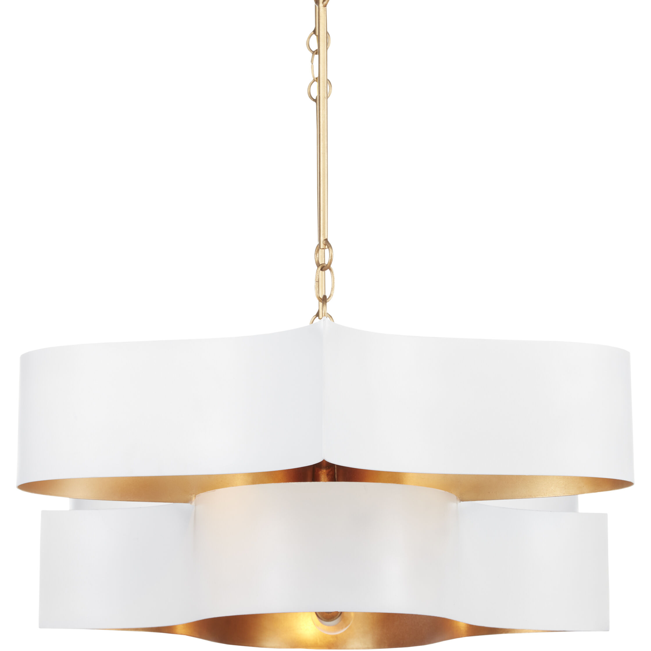 Grand Lotus 6 Light 50.5 inch Sugar White/Contemporary Gold Leaf Chandelier Ceiling Light