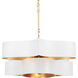 Grand Lotus 6 Light 50.5 inch Sugar White/Contemporary Gold Leaf Chandelier Ceiling Light