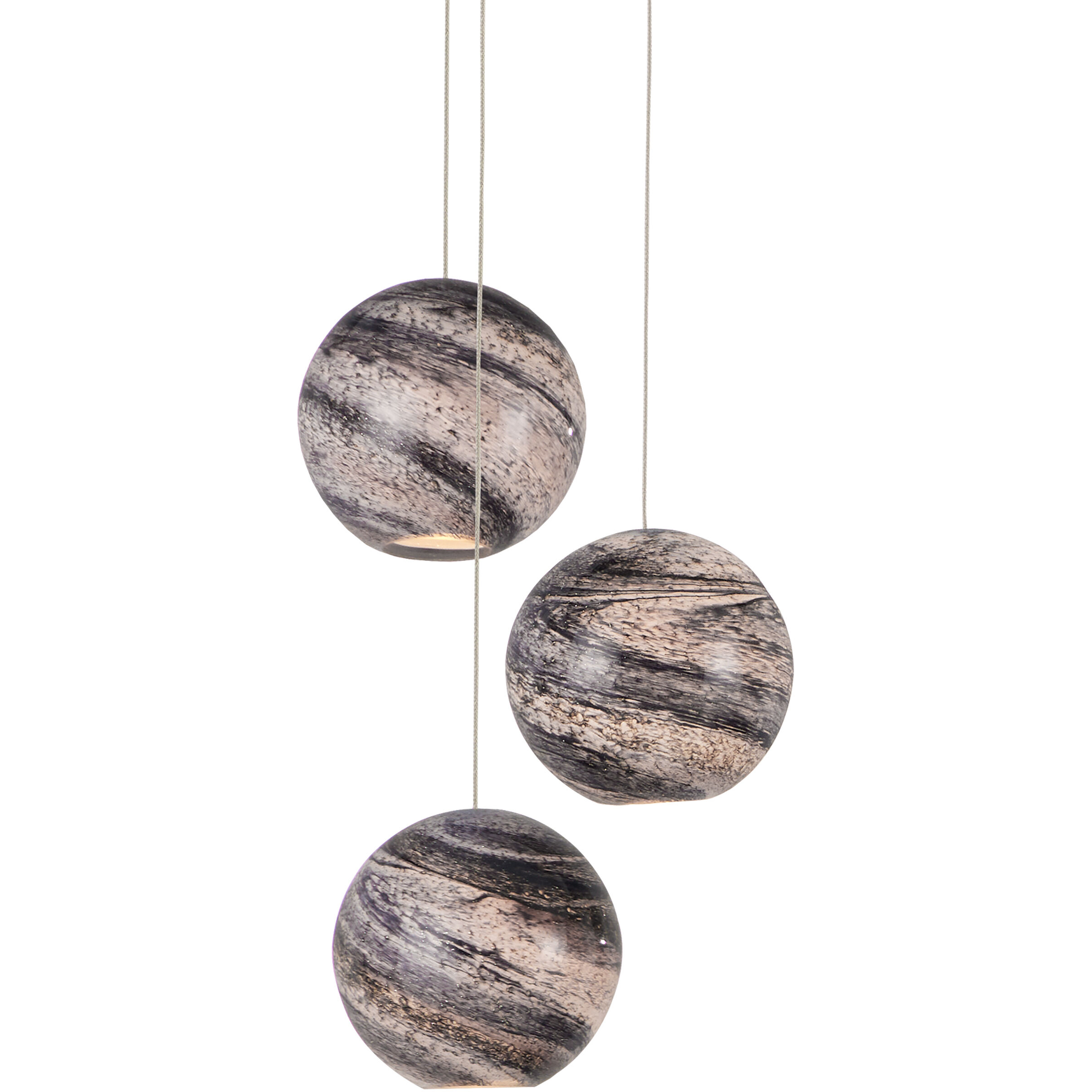 Palatino 3 Light 10.5 inch Blue Marbeled and Silver Multi-Drop Pendant Ceiling Light