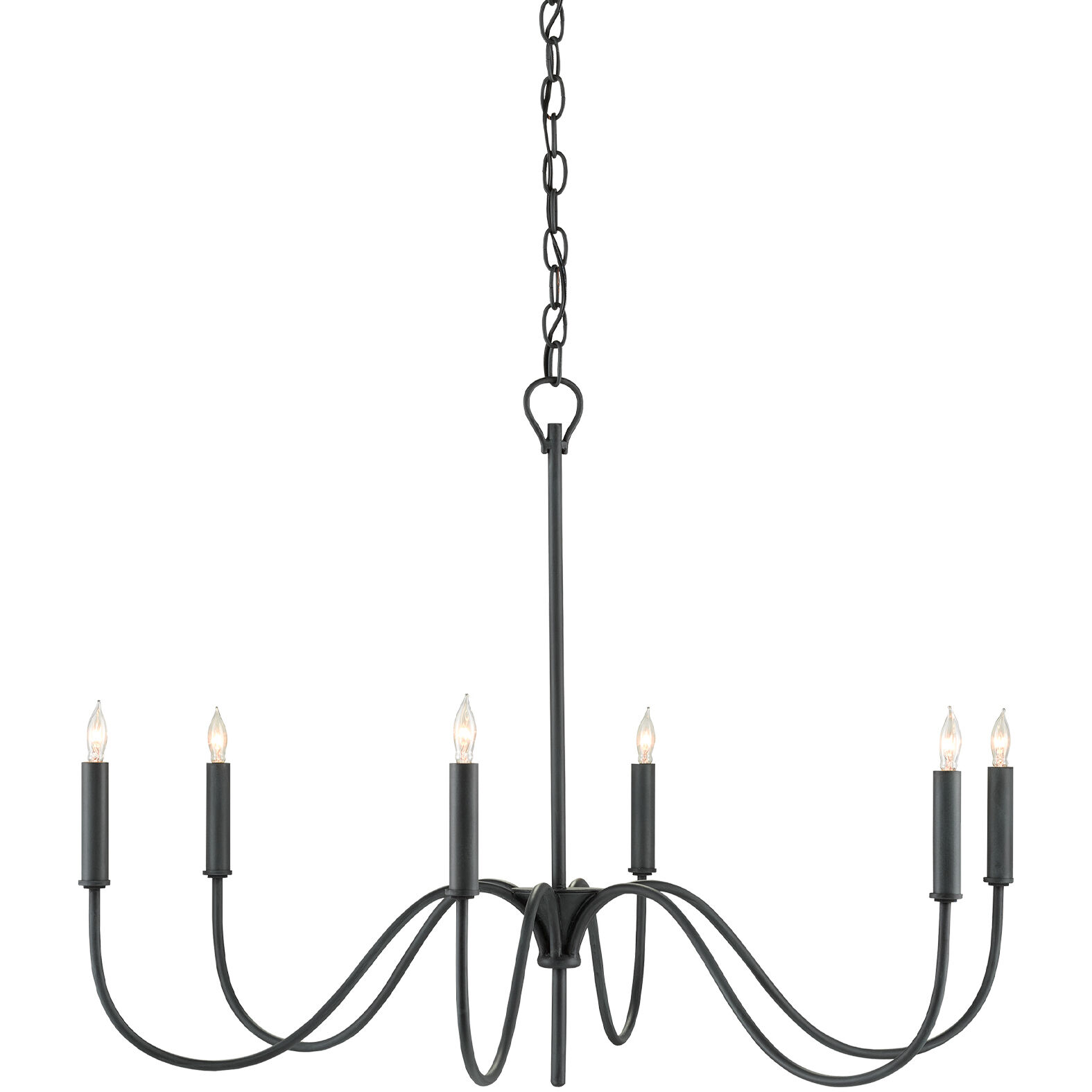 Tirrell 6 Light 34 inch Antique Black Chandelier Ceiling Light, Small