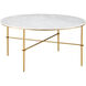 Kira 35.75 inch White and Antique Brass Cocktail Table