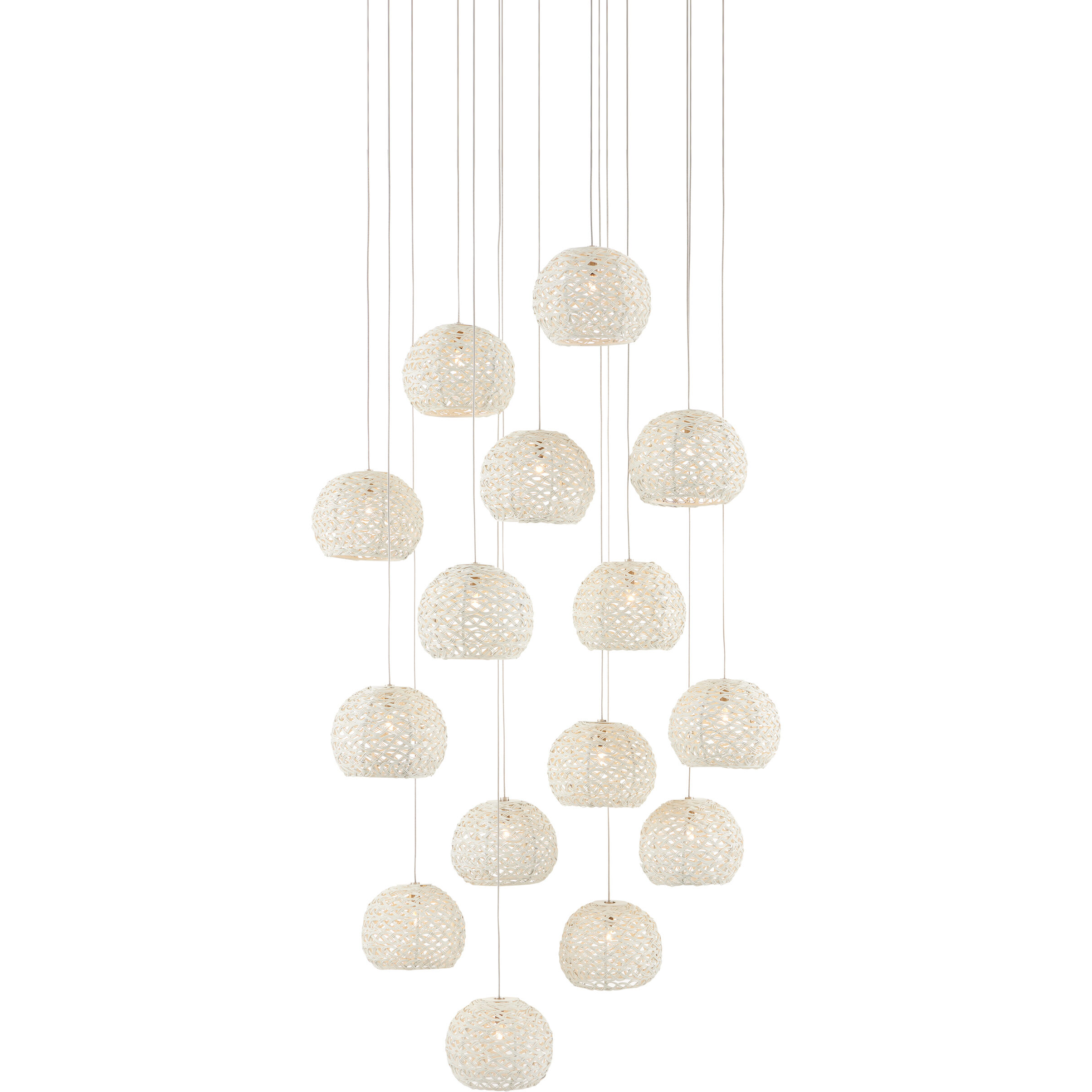 Piero 15 Light 25 inch White/Painted Silver Multi-Drop Pendant Ceiling Light