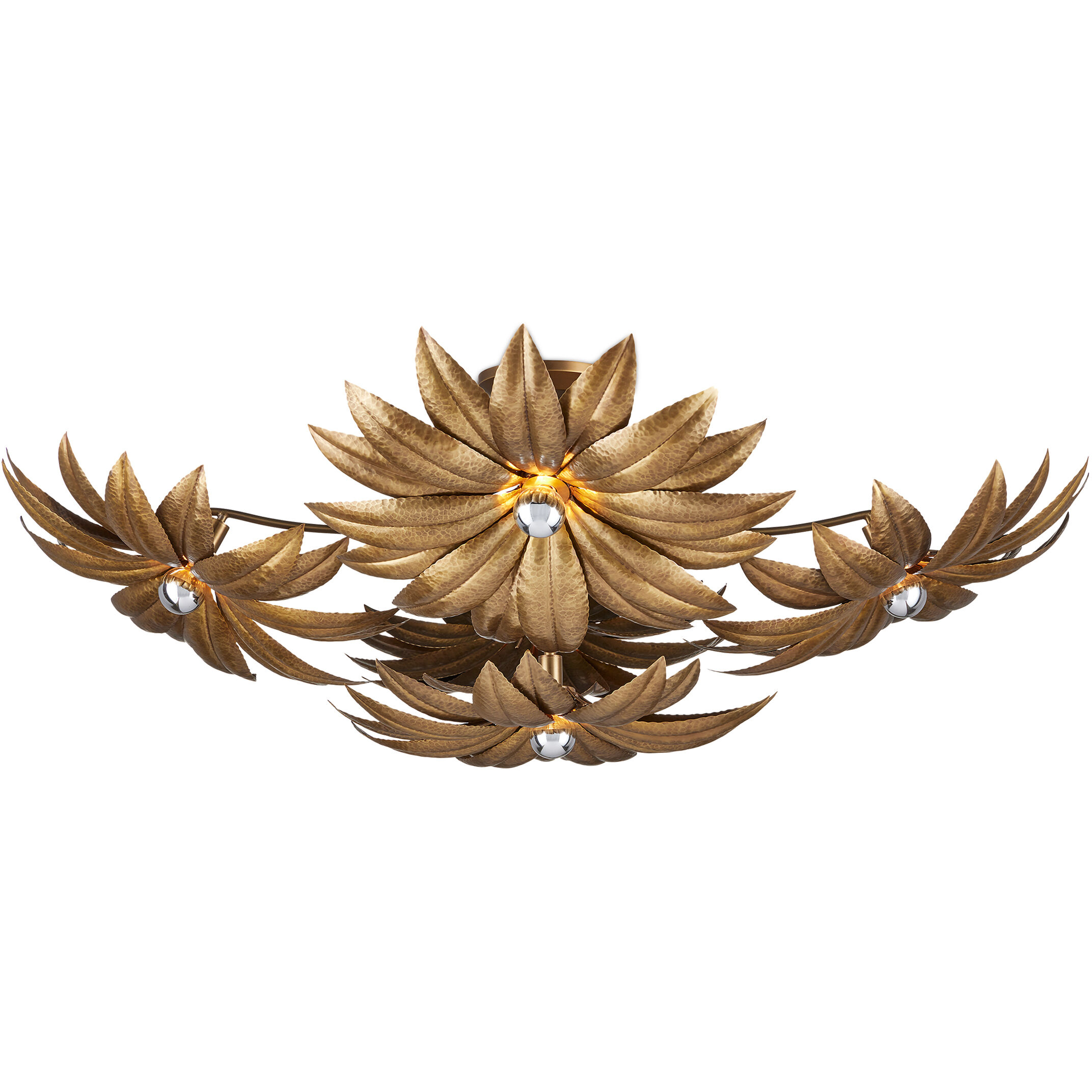 Alithea 5 Light 45.25 inch Antique Brass Semi-Flush Mount Ceiling Light