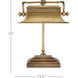 Malvasia 19 inch 25 watt Vintage Brass Desk Lamp Portable Light
