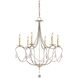 Crystal Lights 6 Light 27 inch Silver Leaf Chandelier Ceiling Light, Small