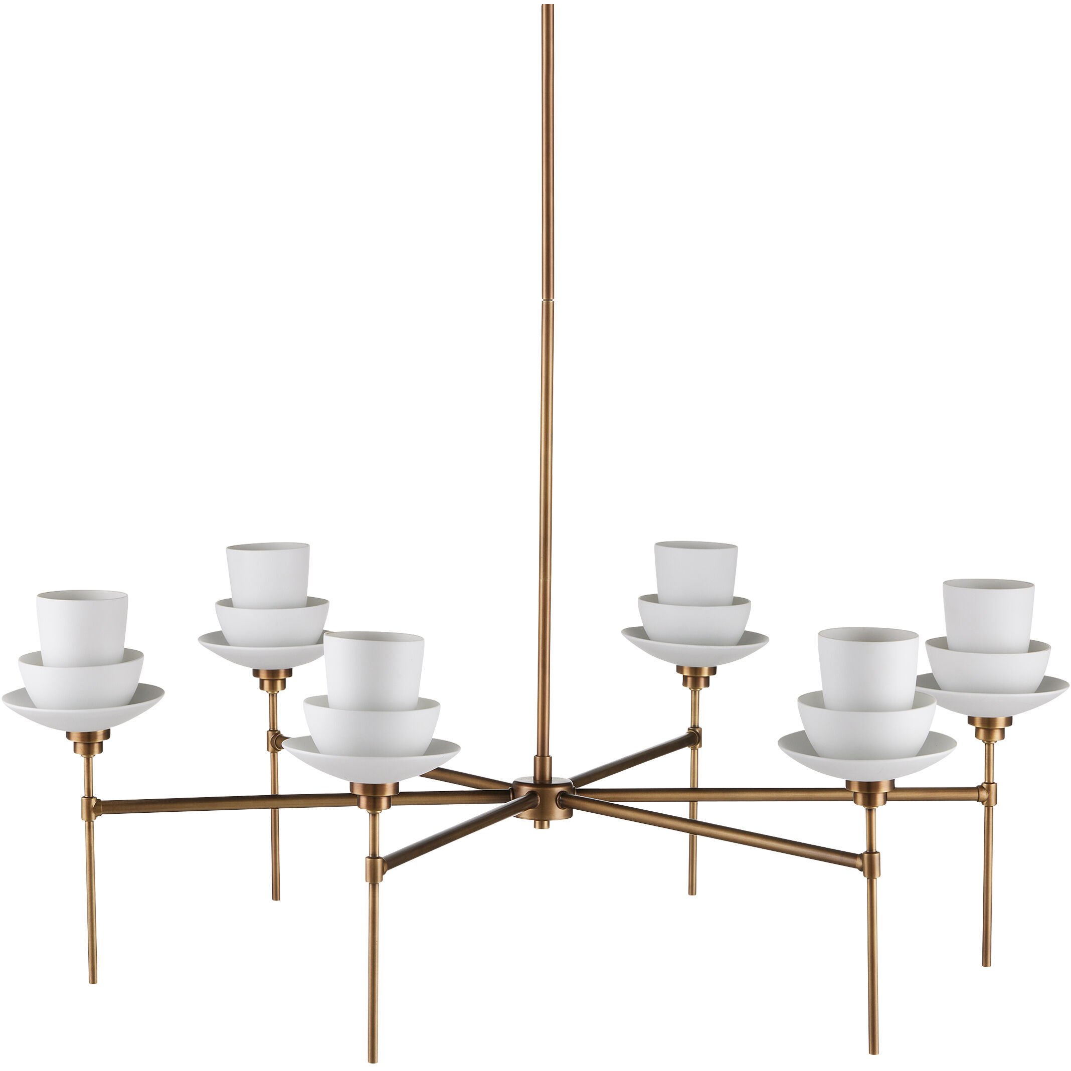 Etiquette 6 Light 40.5 inch Antique Brass/White Chandelier Ceiling Light