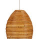 Beehive 3 Light 11.5 inch Natural Rattan and Silver Multi-Drop Pendant Ceiling Light