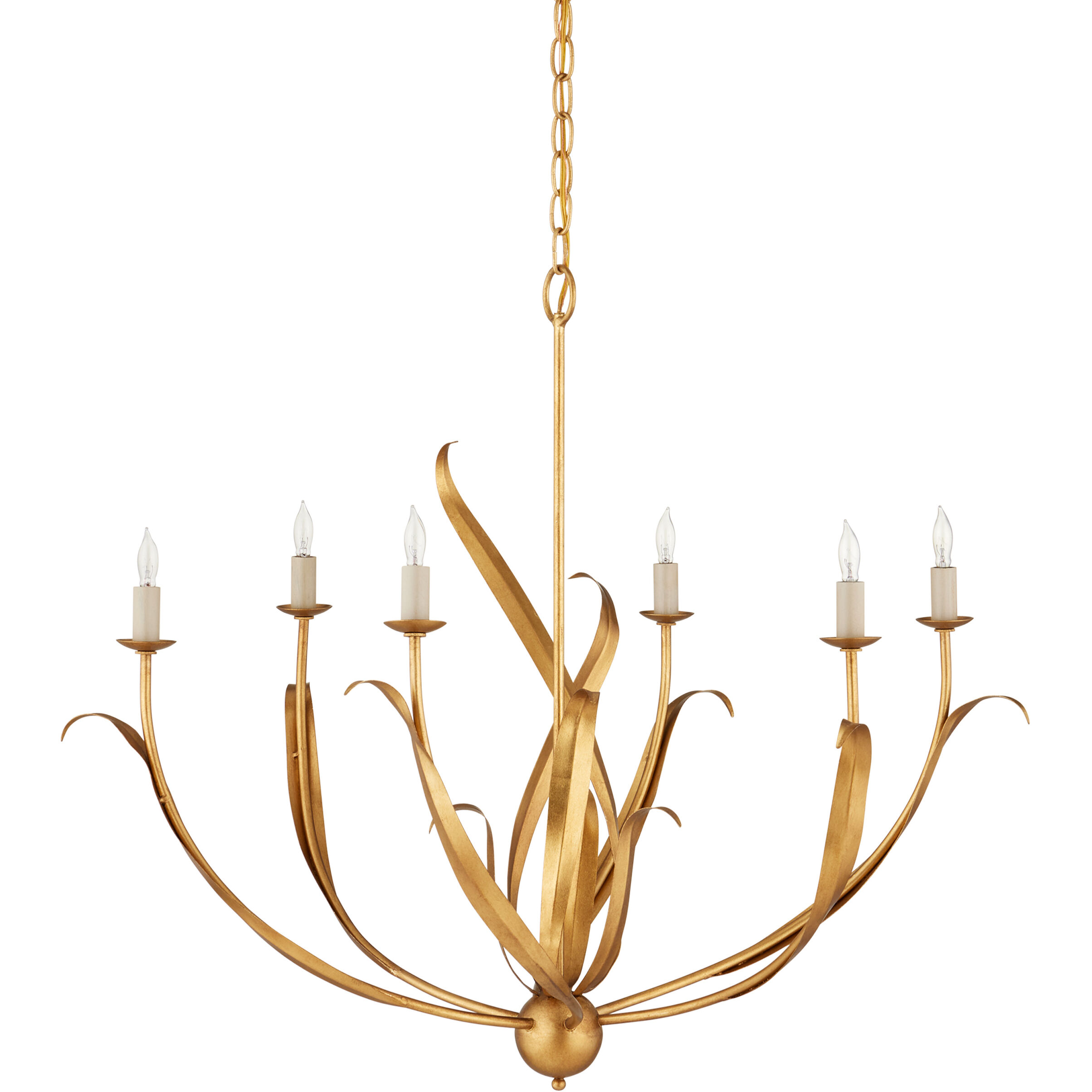 Menefee 6 Light 32 inch Antique Gold Leaf Chandelier Ceiling Light