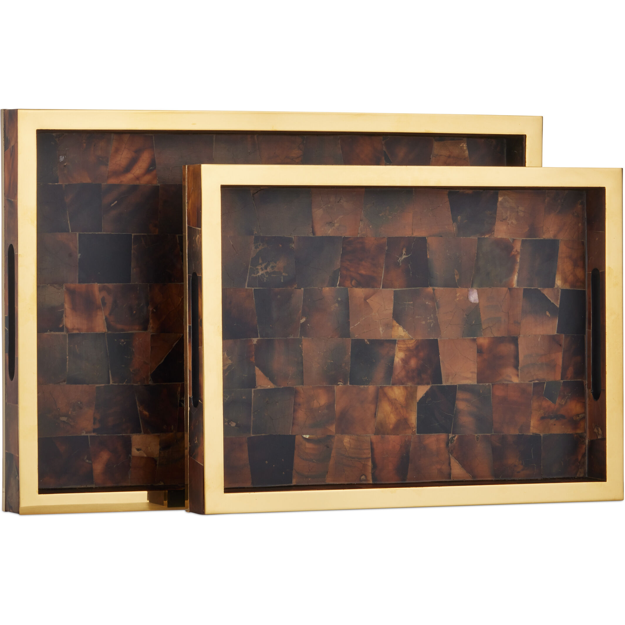 Casey Natural/Brass Trays, Set of 2