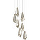 Glace 7 Light 15 inch Painted Silver/Antique Brass Multi-Drop Pendant Ceiling Light